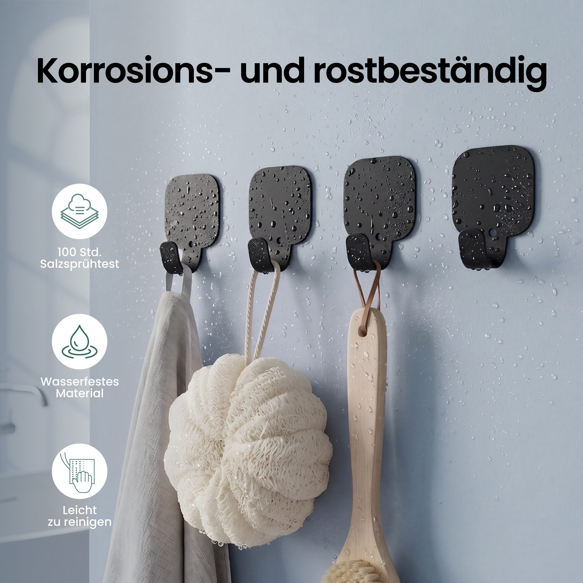 Mai & Mai Wandhaken Kleiderhaken 4 Stück ohne Bohren Aluminium Badezimmer Küche Stalo-15, Duschen, Schlafzimmer, Küche, Badezimmer, (4-St), Abgerundete Ecken,rostbeständig, individuell kombinierbar