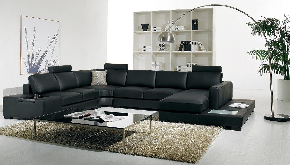 JVmoebel Ecksofa Wohnlandschaft U Form Sofa Eckcouch Ecksofa Couch Polster, Made in Europe Schwarz