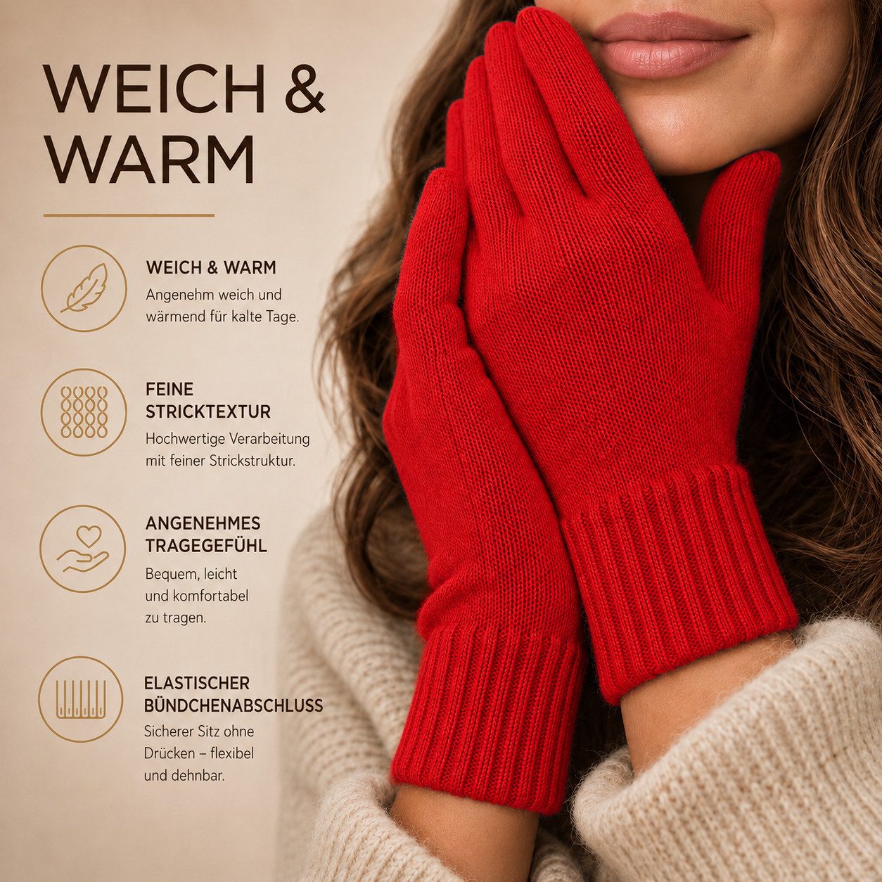 herémood Strickhandschuhe Handschuhe Winter für Damen Herren, Winterhandschuhe, Sport & Fahrrad vollständig bedeckte Finger, Testsiegel SEHR GUT (Note 1,1) – Bild 5 von 5