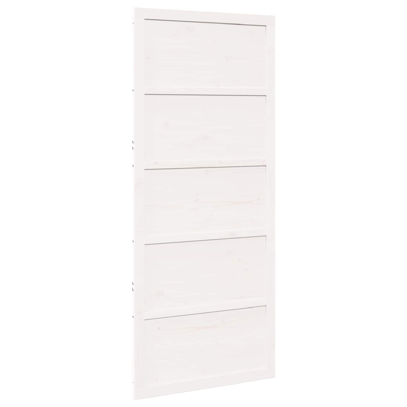 vidaXL Schiebetür Scheunentür Weiß 100 x 2,5 x 208 cm Massives Kiefernholz (1-St)