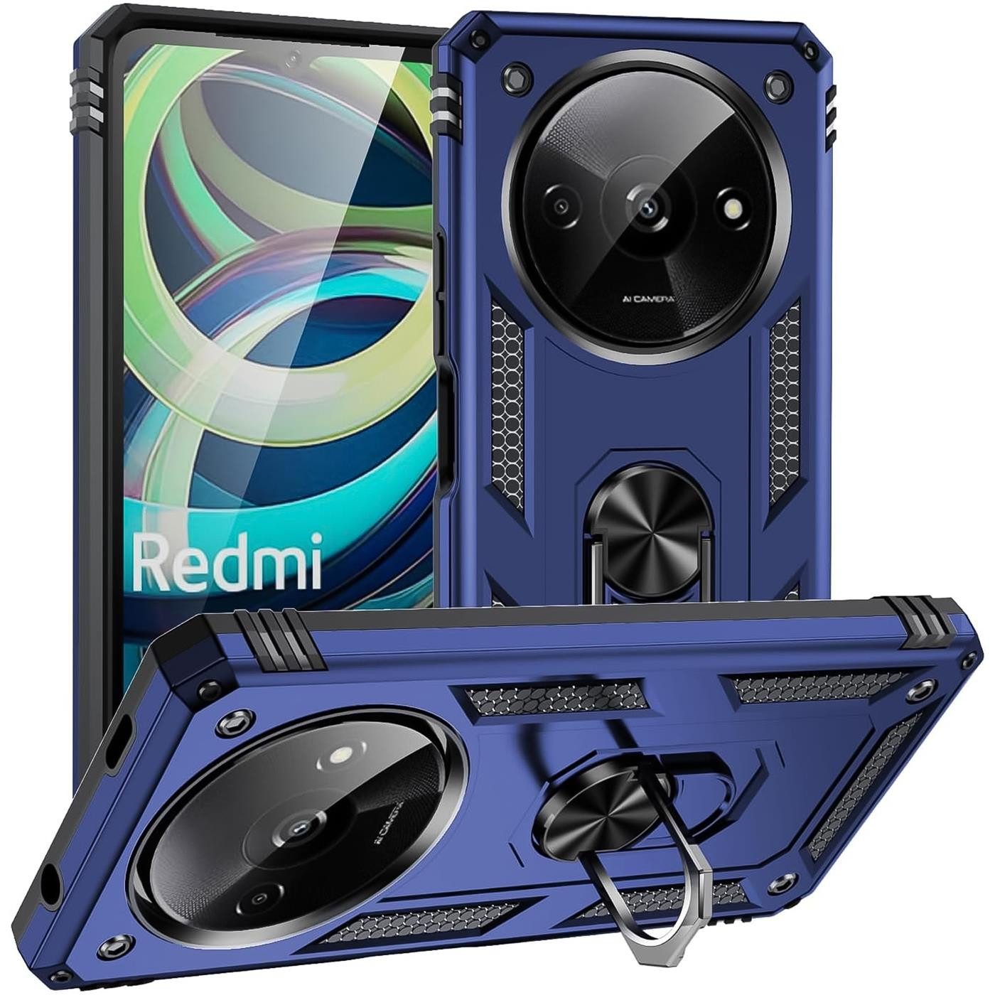 CoolGadget Handyhülle Armor Shield Case für Xiaomi Redmi A3 6,71 Zoll, Outdoor Cover mit Magnet Ringhalterung Handy Hülle für Redmi A3