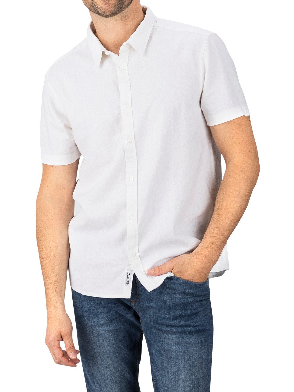 Kurzarmhemd riverso Herren Kurzarm Leinen Hemd RIVCarlo Regular Fit