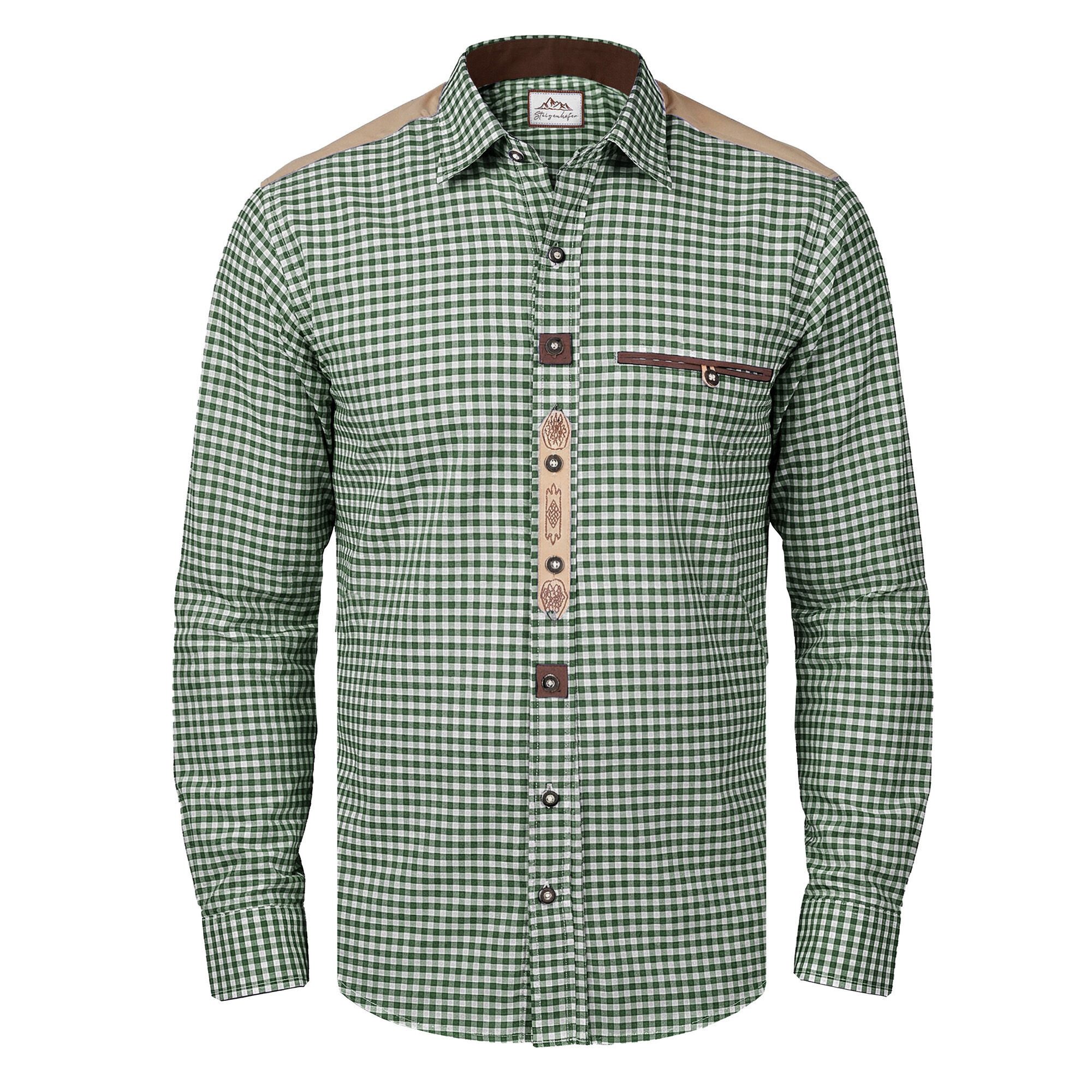 Steigenhöfer Manufaktur Trachtenhemd Herren Langarm - Leopold - Mit Trachten und Jeans kombinierbar Traditionelles Herren Hemd mit Kentkragen, für dein Oktoberfest Outfit