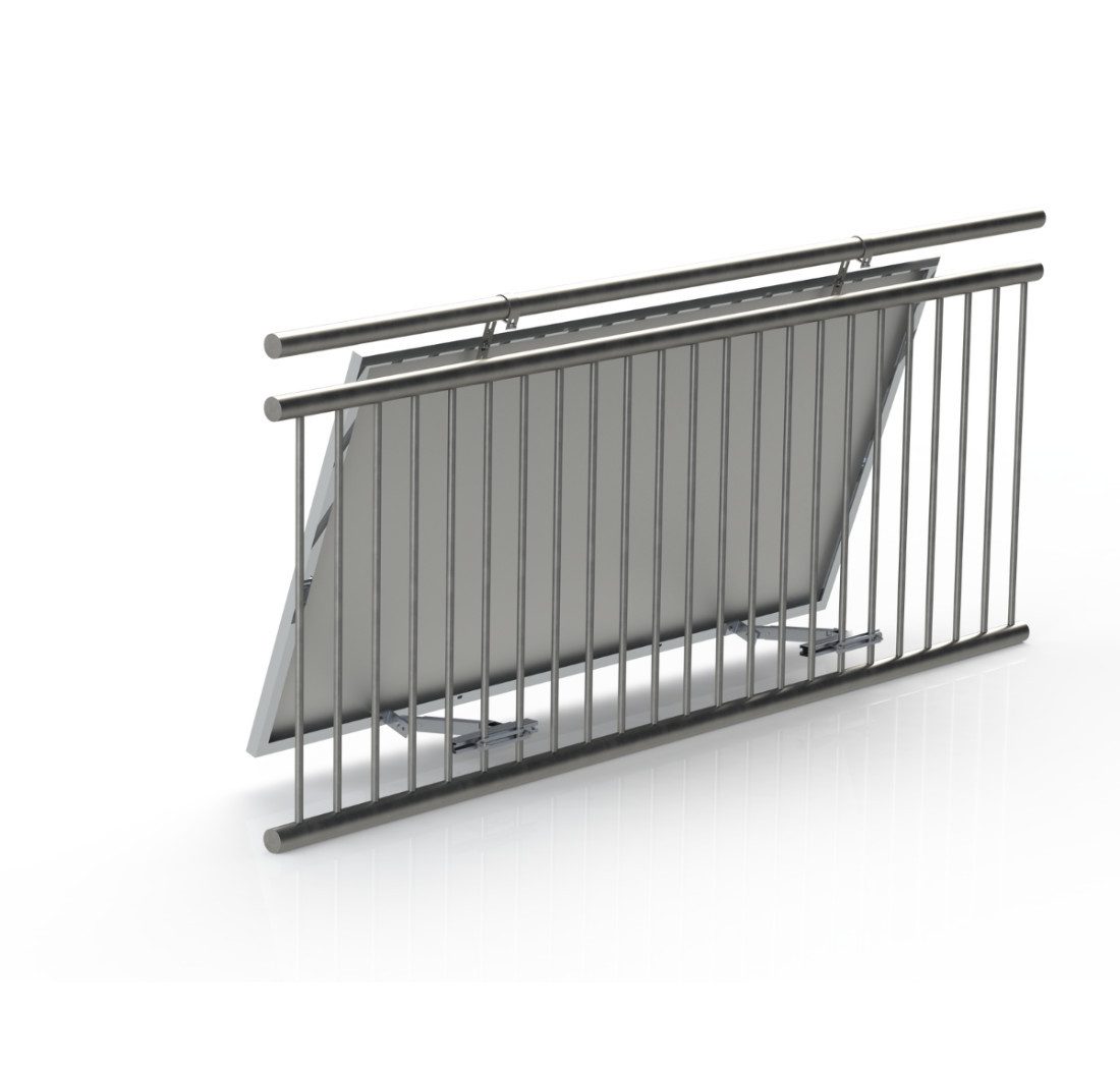 smartEC Solarmodul-Halterung Balkonhaken Set für Solarmodule, (Schutzstreifen TÜV geprüft Winkel einstellbar bis 30° Geländer Haken)