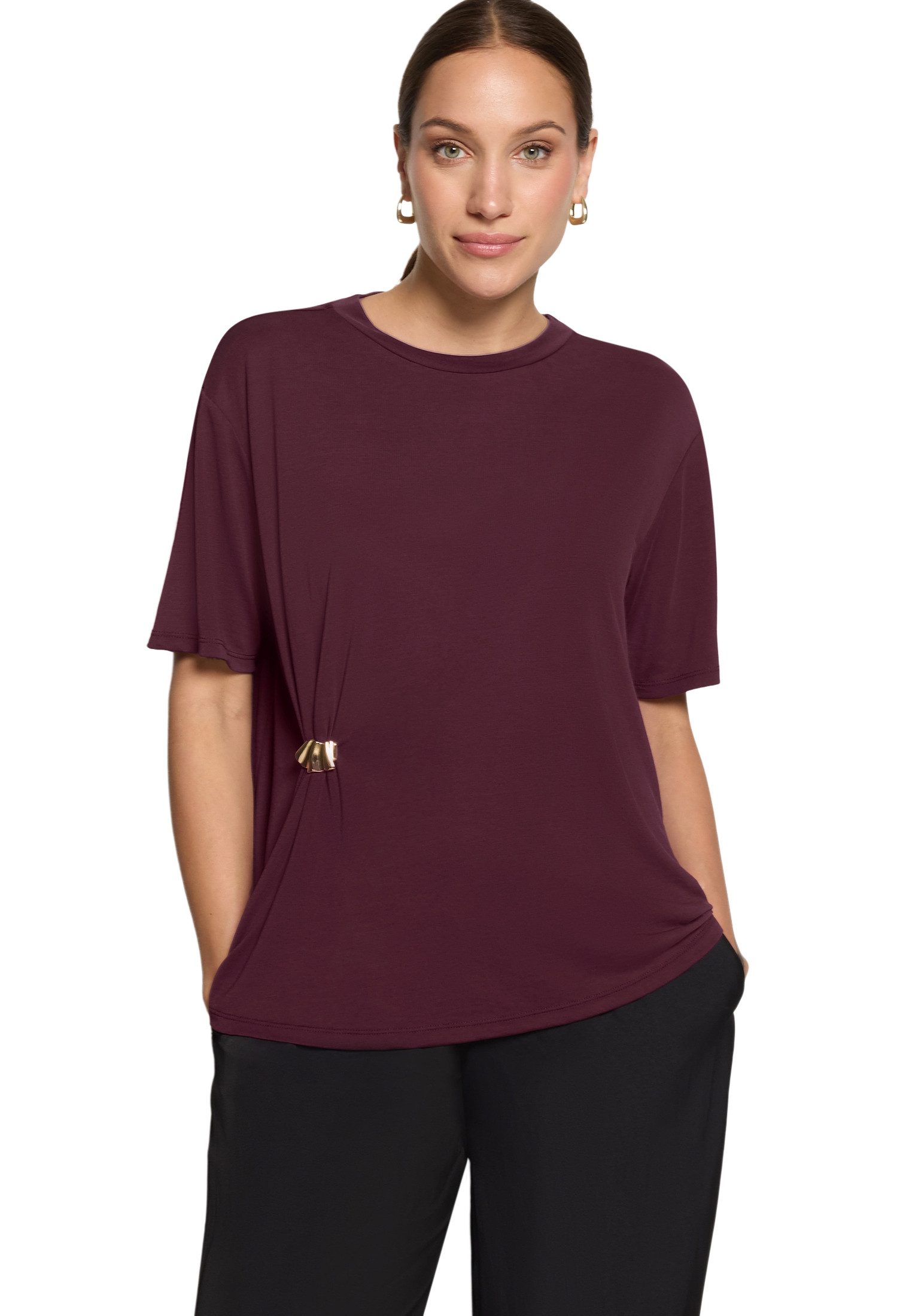 Zero Kurzarmshirt Damen mit Schnalle (1-tlg) Brosche