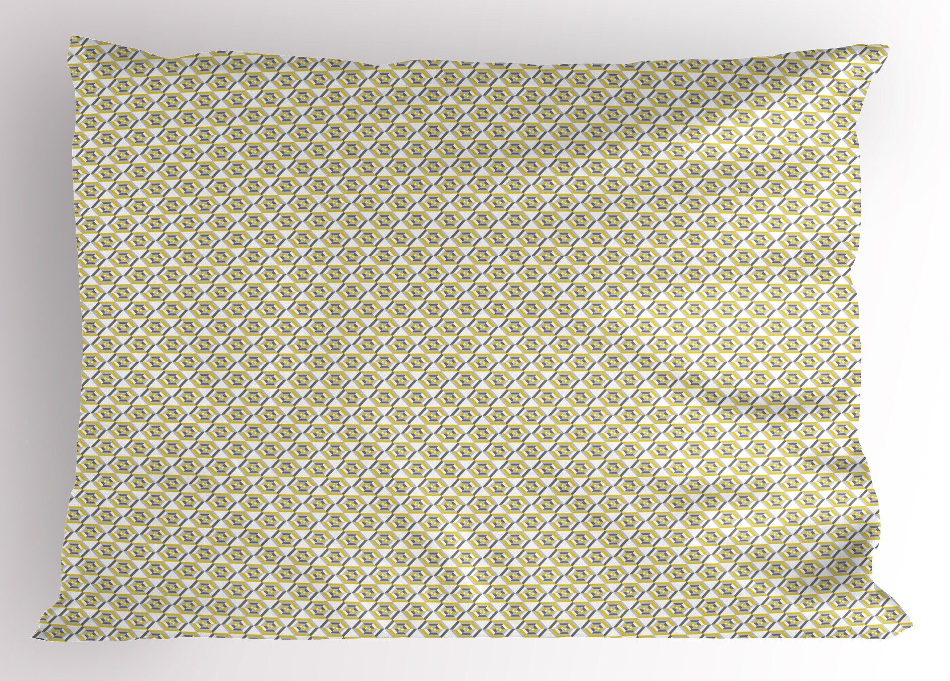 futuristische Abakuhaus King Hexagon Stück), Size Weiß (1 Kissenbezüge Dekorativer Kissenbezug, Standard Gedruckter Gelb und