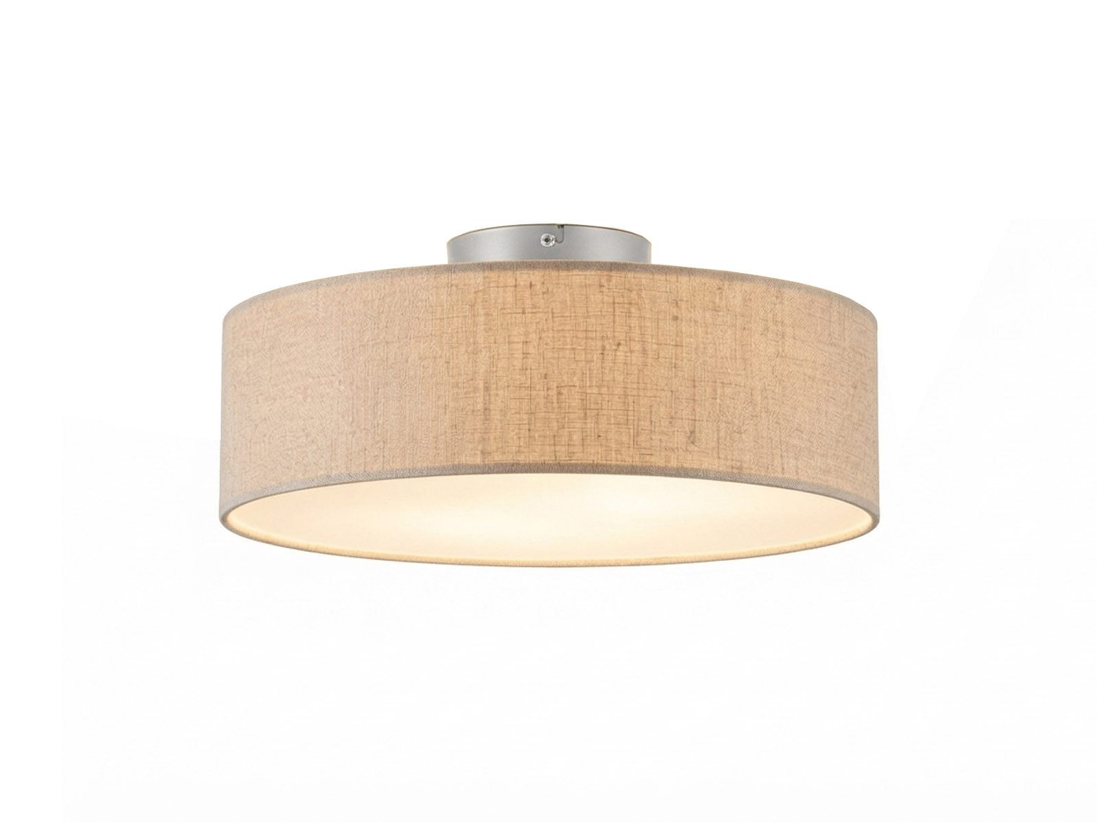 meineWunschleuchte Deckenleuchte mit Stoff Lampenschirm Leinen Ø 40cm, ohne Leuchtmittel, Stoff-Lampe, gemütliche Deckenlampe, E14 Schlafzimmerlampe rund
