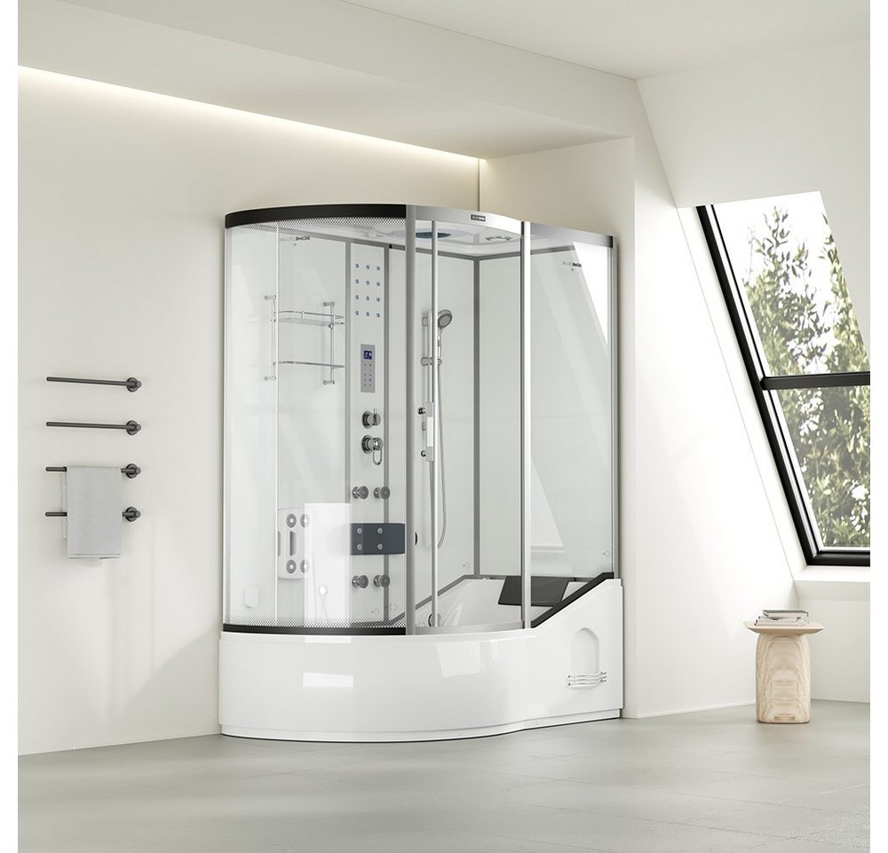 Thumbnail - HOME DELUXE Dampfdusche ALLIN 4IN1 - Weiß Links, BxT: 170x90 cm, Badewanne, Dusche, Whirlpool, Dampfsauna in einem Syste...