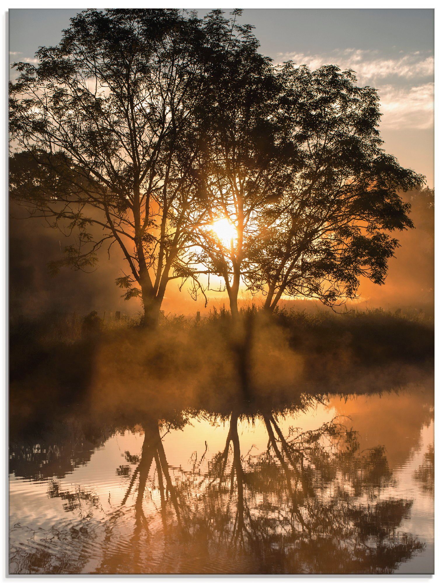 Artland Glasbild Früh morgens, wenn der Tag erwacht, Gewässer (1 St), in verschiedenen Größen | Bilder