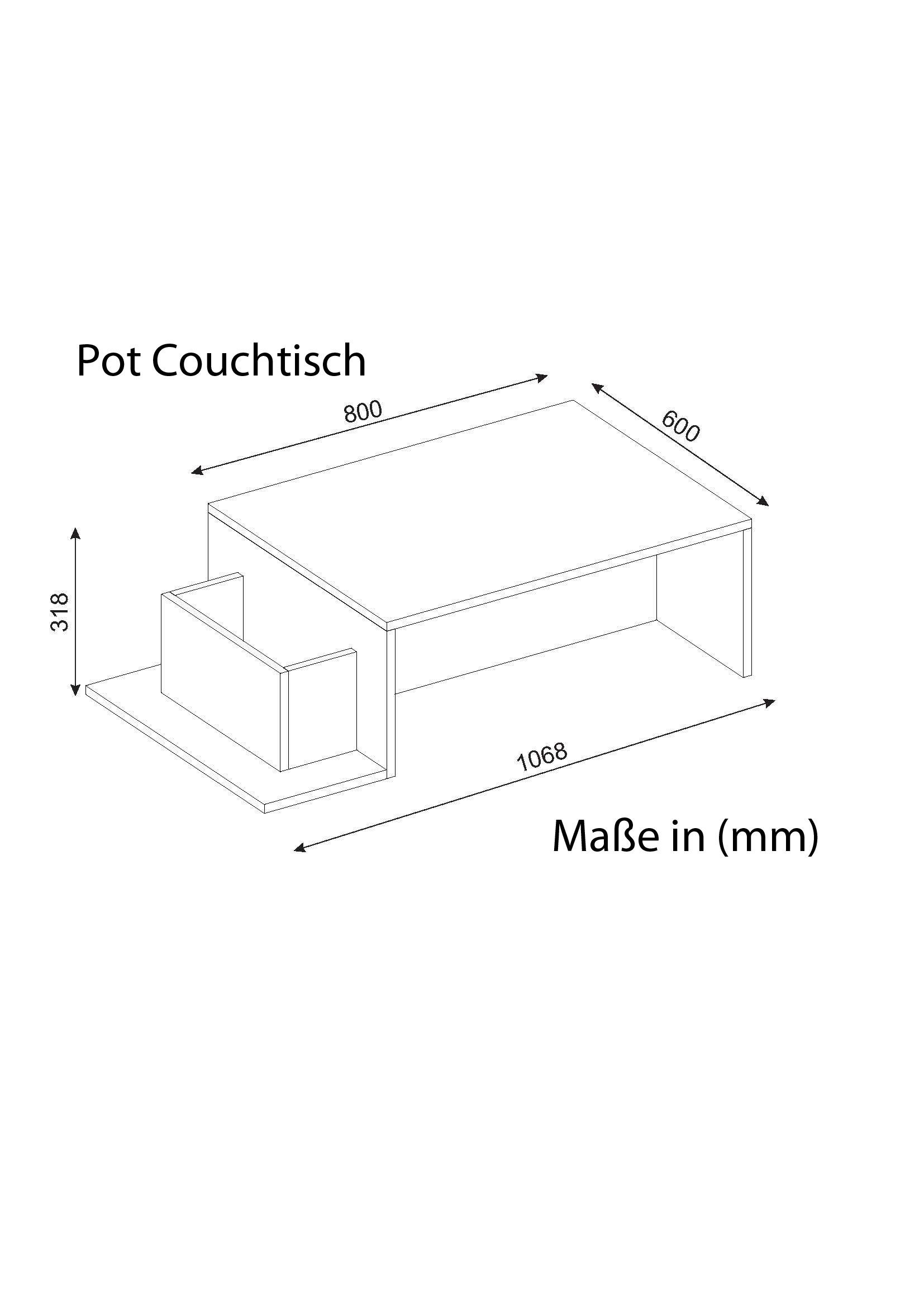 Couchtisch POT Weiß Cordoba von MOEBEL17 - Maße