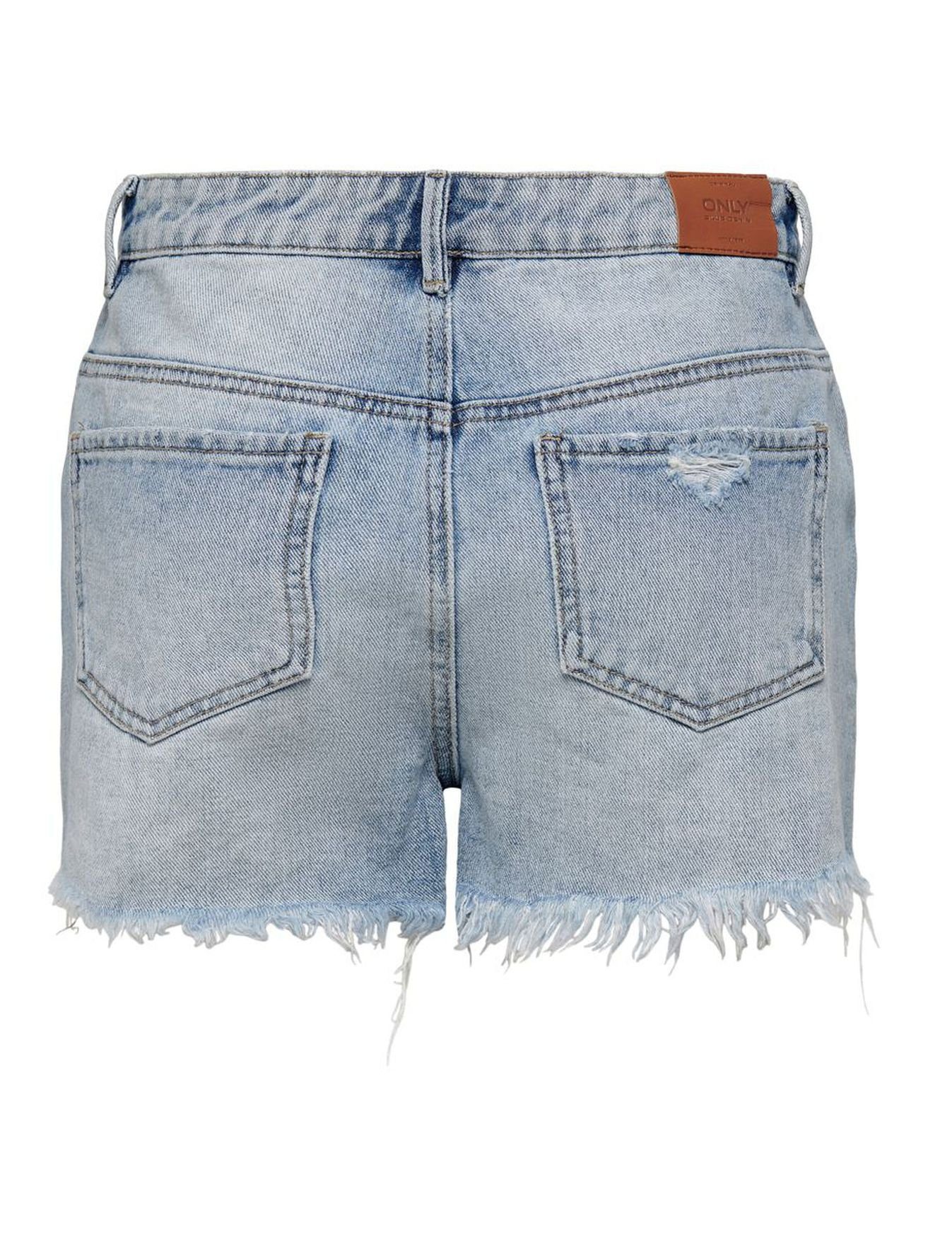 ONLY Jeansshorts Kurze Jeans High Blau Waist Design ONLPACY Shorts in (1-tlg) 4140 Denim Destroyed