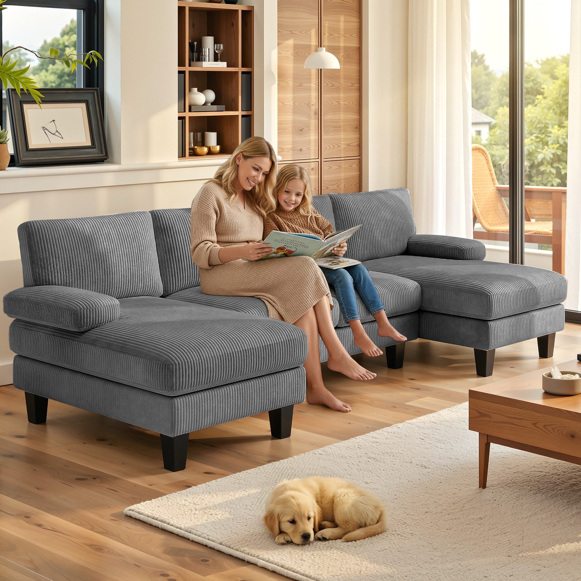 Bealife Ecksofa Soft&Cosy XL Big sofa, U-Form Couch, B:270 CM, mit zwei Chaise-Lounges,stabile Füße und kuschelige Sitzkissen