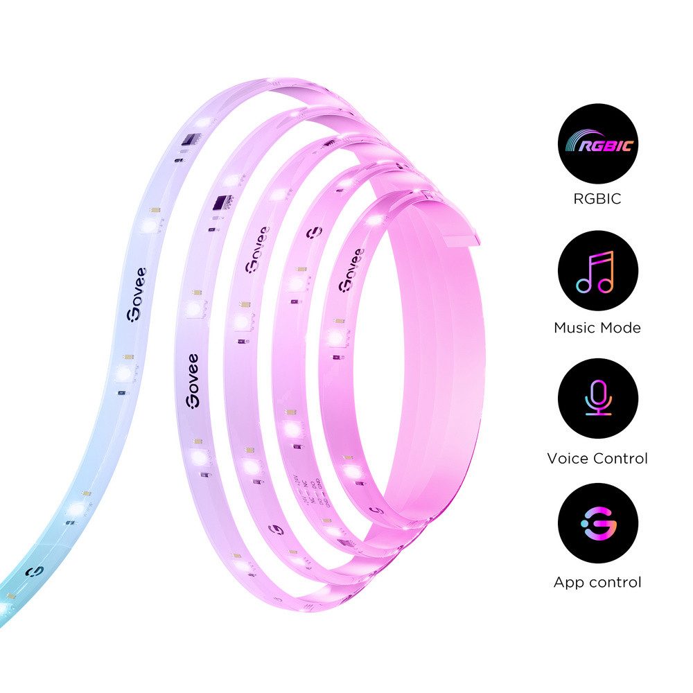 Govee LED Stripe Govee LED Strip Lights Matter ready 3 Meter H612FCD1 LED-Streifen-Basi, 72-flammig