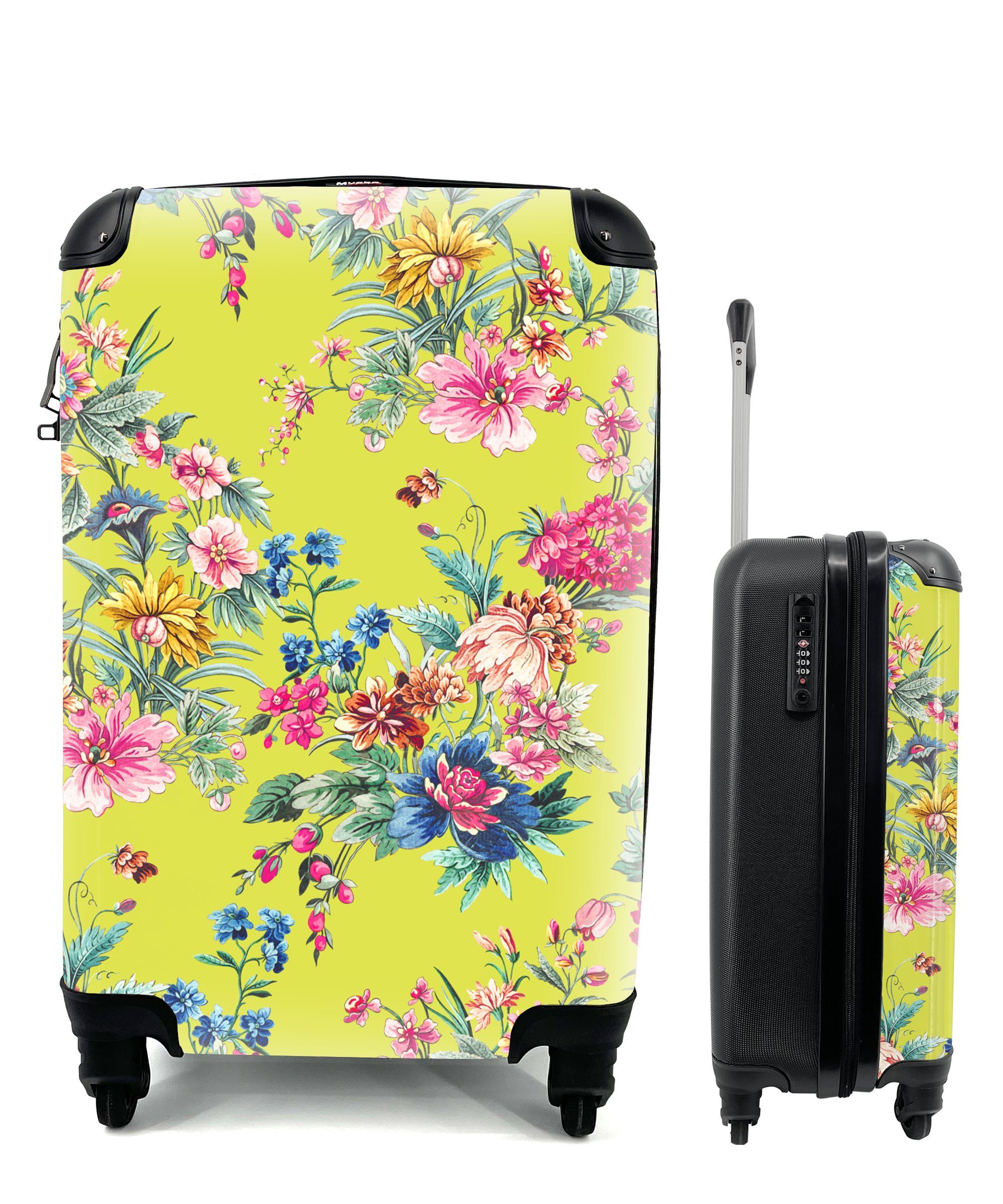 MuchoWow Handgepäckkoffer Blumen - Pastell - Farben, 4 Rollen, Reisetasche mit rollen, Handgepäck für Ferien, Trolley, Reisekoffer