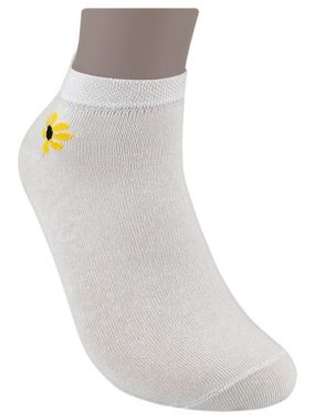 Die Sockenbude Sneakersocken FLOWER mit Soft Piqué-Bund (Bund, 4-Paar, grau schwarz weiß gelb) gekämmte Baumwolle