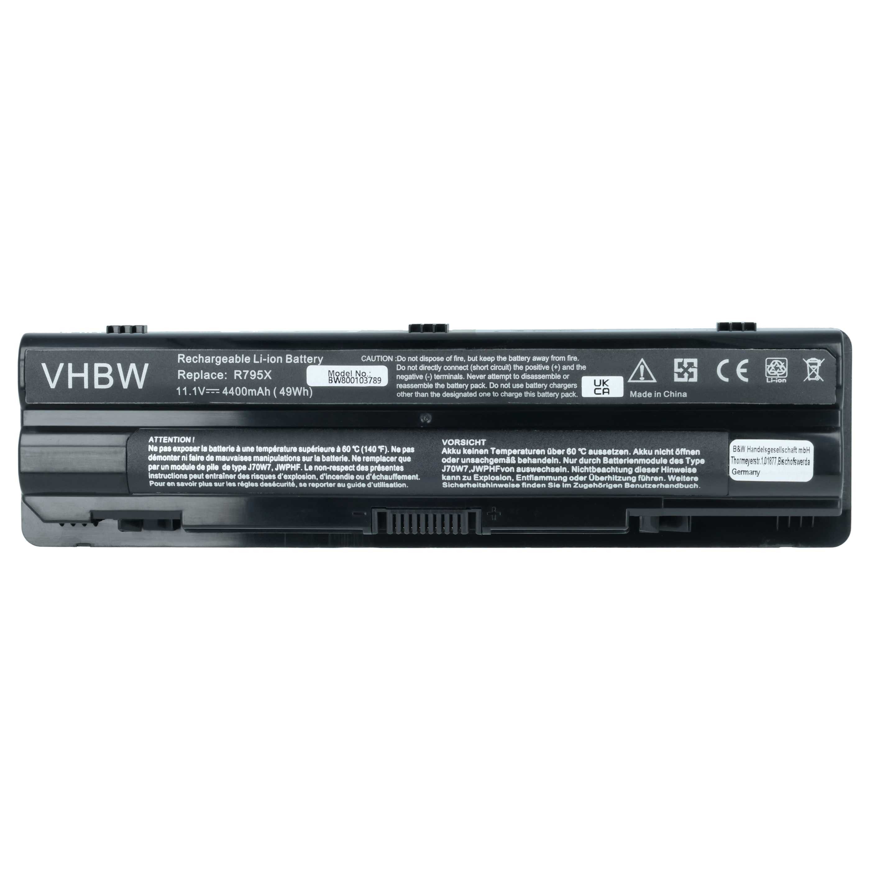 vhbw Akku passend für Dell XPS 15, 14, L502X, L501X, L401X, 17 (L702X), 14 Laptop-Akku Akku Li-Ion 4400 mAh (11,1 V, 1 St), Leistungsfähiger Austausch-Akku für Notebook, Wiederaufladbar, Jede