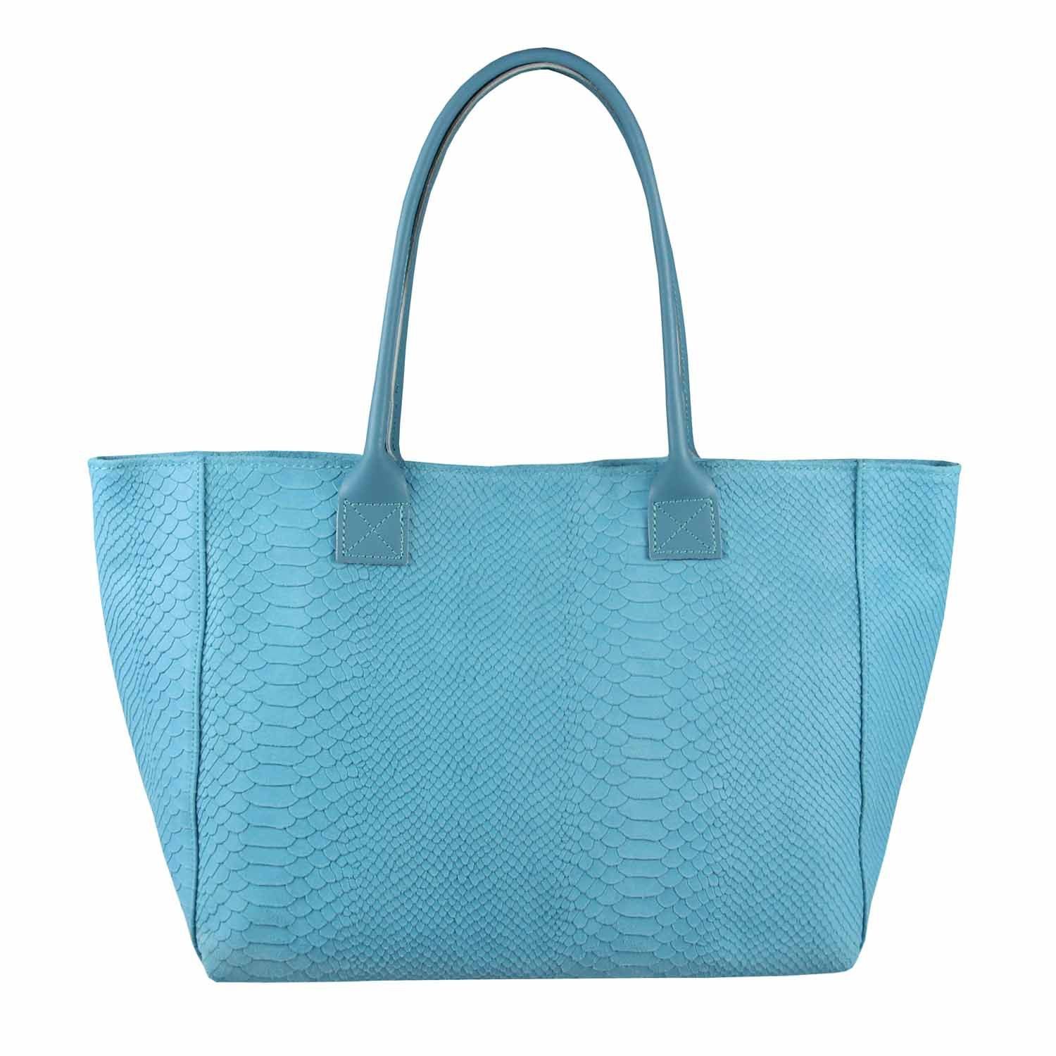 Shopper Made in Italy Damen Leder Tasche Schlange Prägung Tote Bag Handtasche