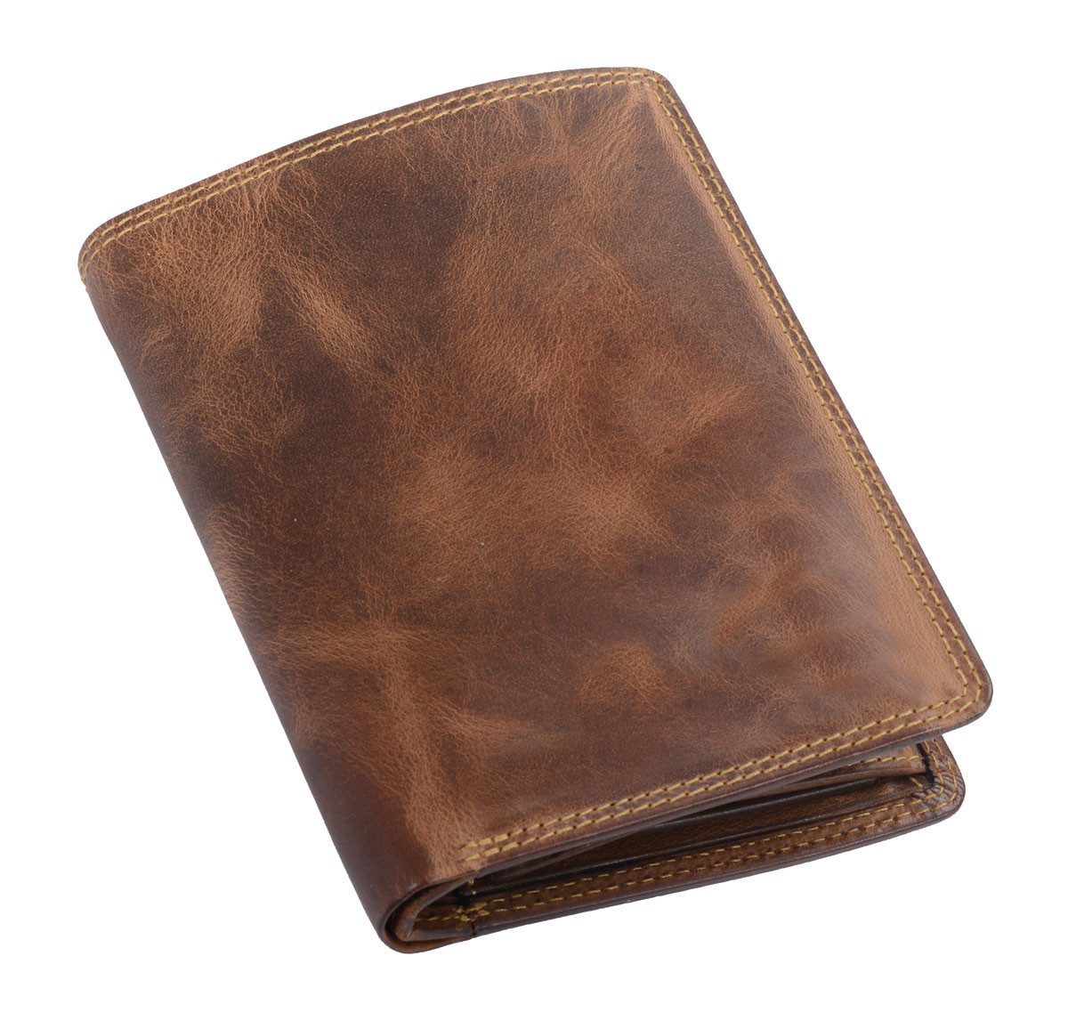 Geldbörse HerrenbörseGeldbörse Leder Brieftasche Kombibörse braun