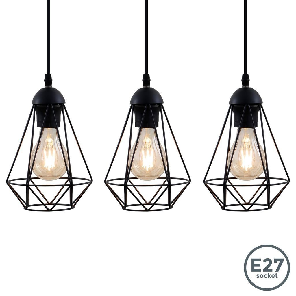 B.K.Licht LED Pendelleuchte Retro Hängelampe E27 Schwarz - BKL1236, ohne Leuchtmittel, Drahtleuchte Pendelleuchte 3-flammig 40W Stahl. € 79,99