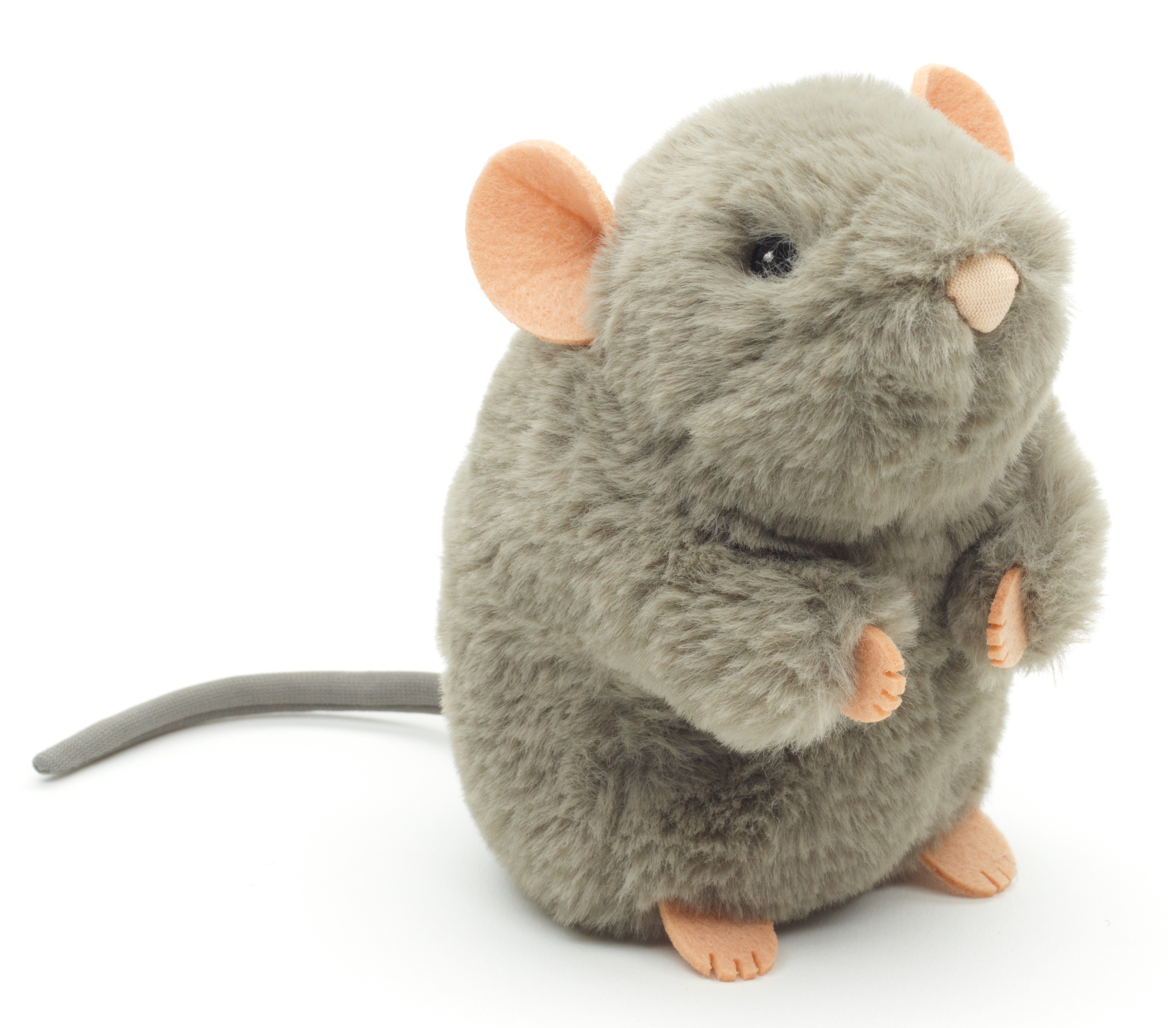 Uni-Toys Kuscheltier Maus grau, stehend - 15 cm (Höhe) - Plüsch, Plüschtier, Uni-Toys Eco-Line - zu 100 % aus recyceltem Material gefertigt