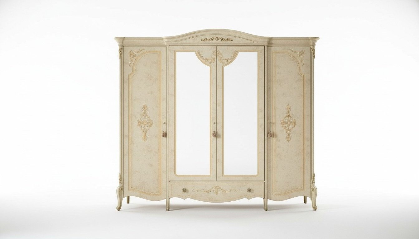 Xlmoebel Drehtürenschrank Eleganter Holzschrank im Barock-Stil für klassische Schlafzimmer (Kleiderschrank) Hergestellt in Europa