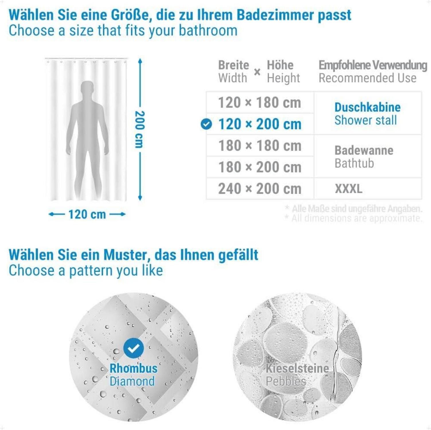 LuxusKollektion Duschvorhang Duschvorhang 3D Rhombus Transparent günstig online kaufen