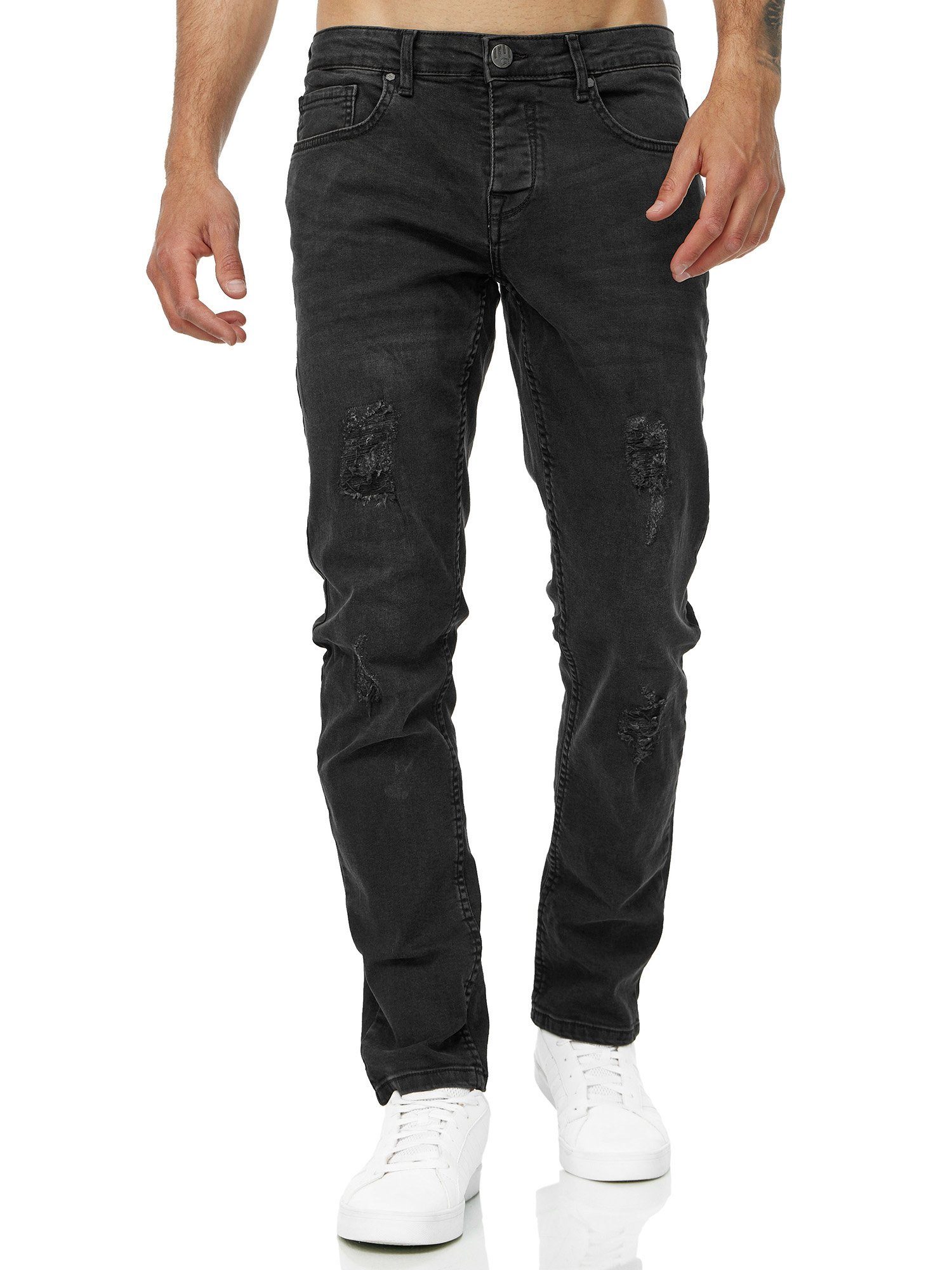 Tazzio Slim-fit-Jeans 16525 Stretch mit schwarz Destroyed-Look im Elasthan &