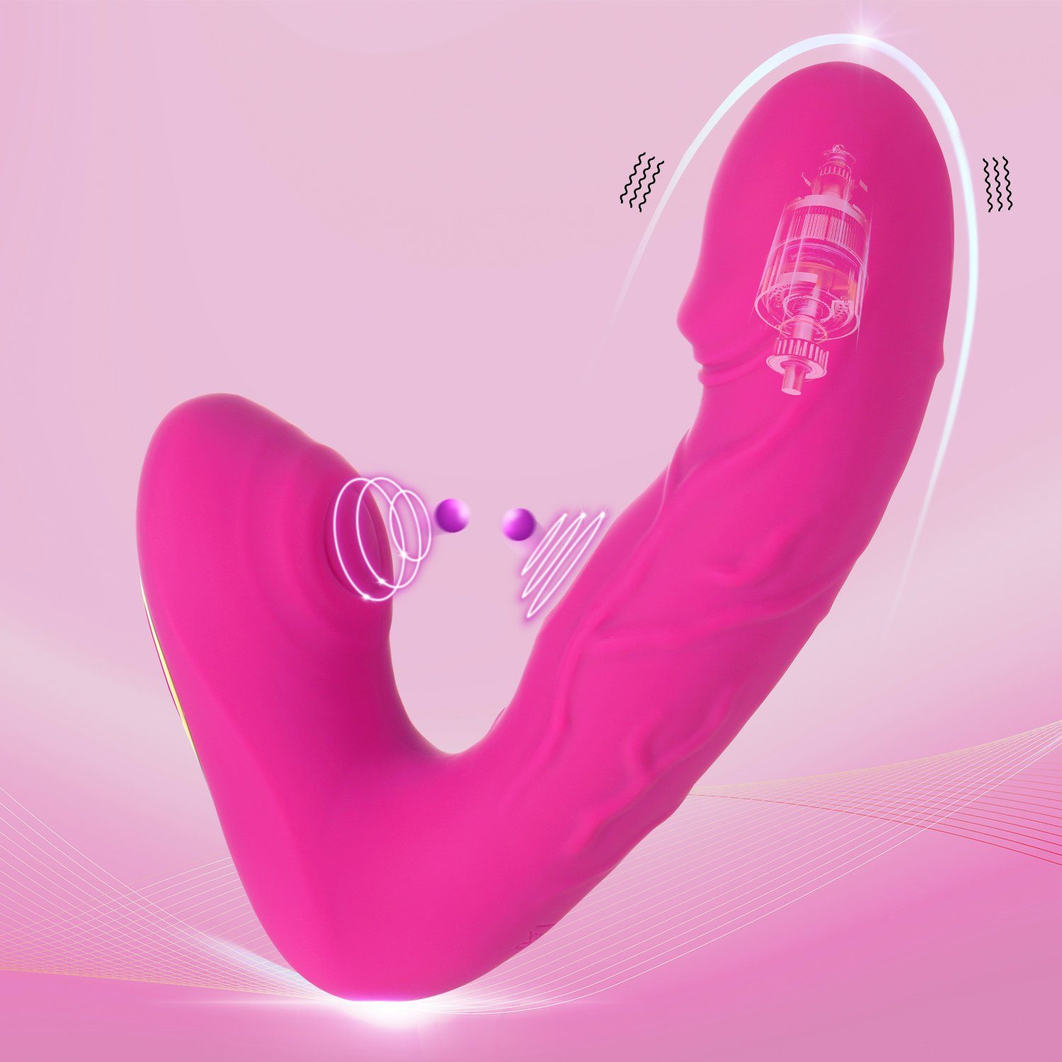 LOVONLIVE G-Punkt-Vibrator 3 in 1 Klitoris G Punkt Dildo Vibrator Vaginal stimulator Sexspielzeug, 10 Vibrationsmodi und 10 Klopfensmodi und 10 Pulsationsmodi für Frauen Rosa