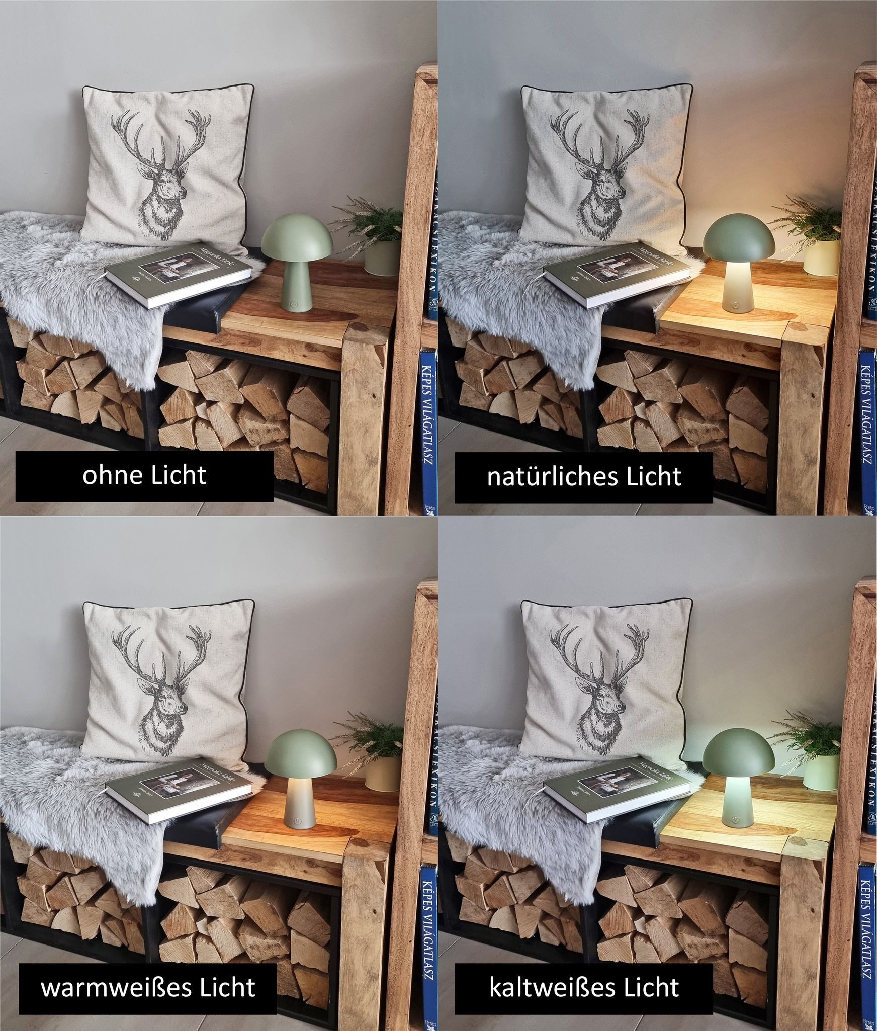 Coen Bakker Deco BV LED Außen-Tischleuchte Touch Tischlampe Pilzform Dimmbar Akku In-/Outdoor IP44, Touch-Funktion, LED fest verbaut, Kaltweiß, Warmweiß, Tagesl – Bild 5 von 5