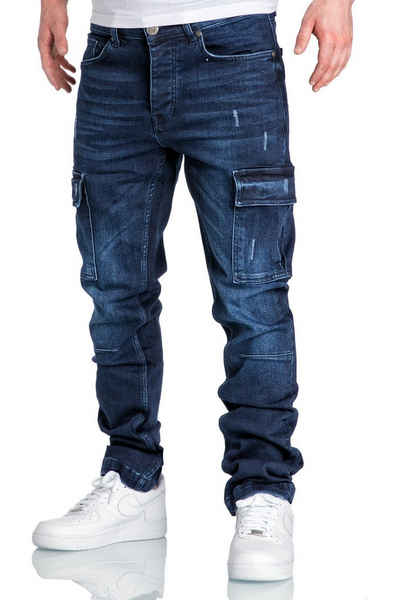 Amaci&Sons Straight-Jeans MIAMI Herren Regular Fit Cargo Denim Jeans