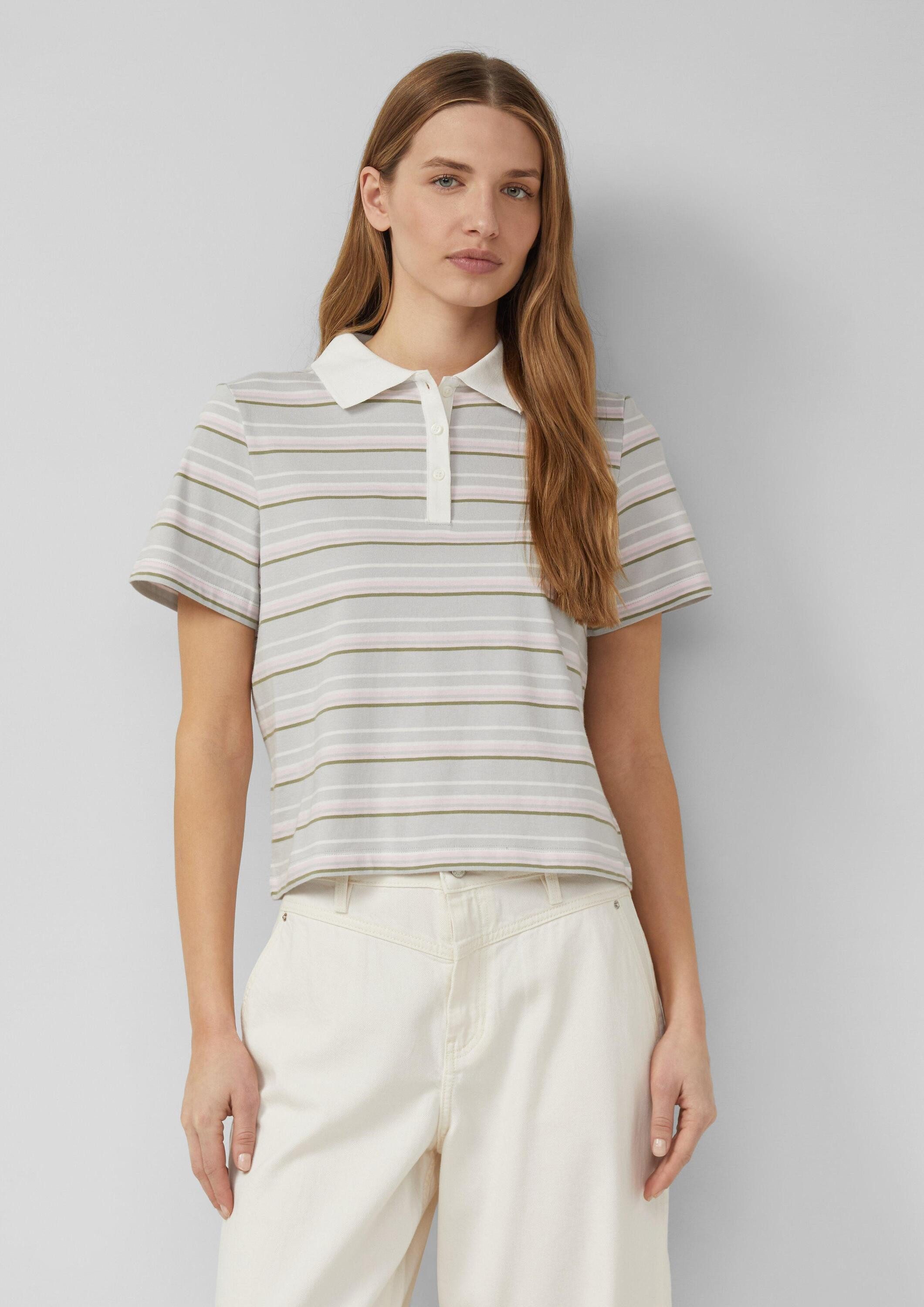 s.Oliver Kurzarmshirt Polo-Shirt Verkürztes Poloshirt im Slim Fit