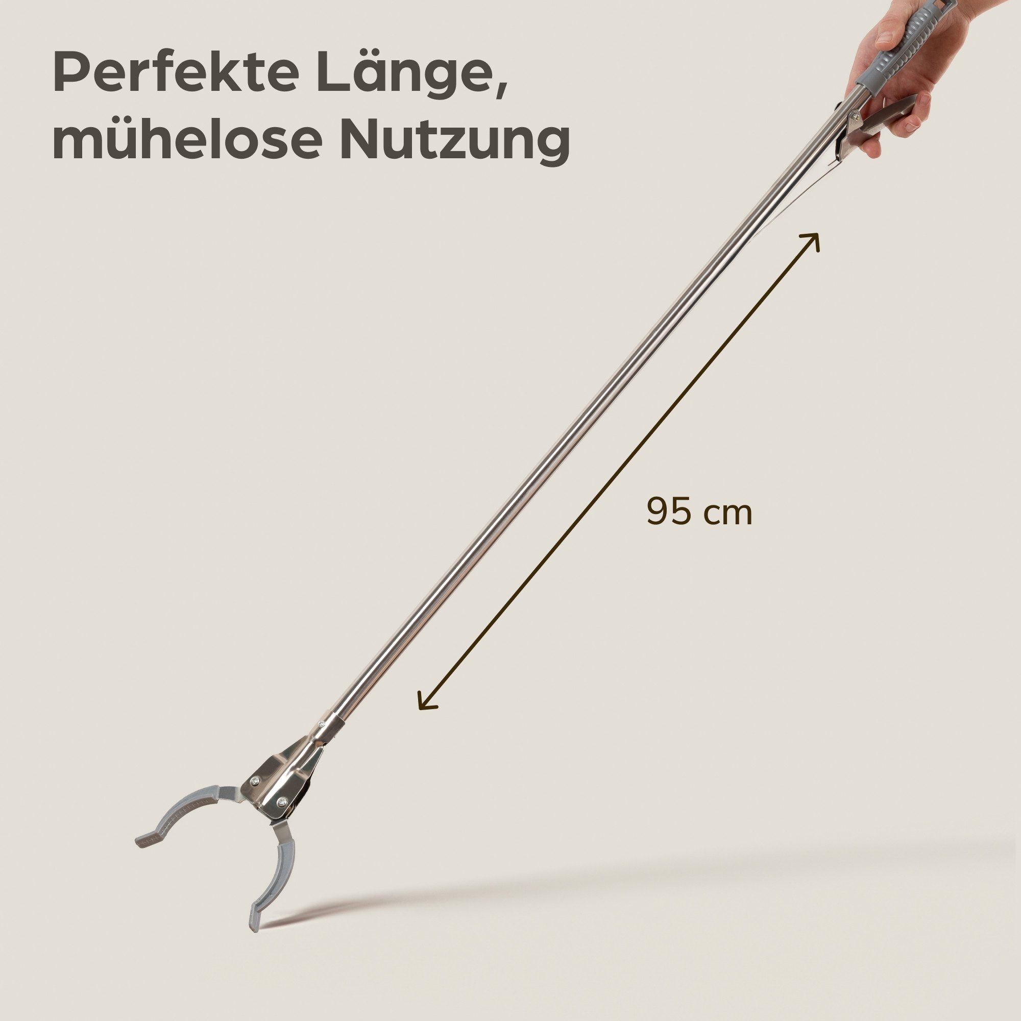 Praknu Greifzange Greifzange aus Metall - Robuster Greifer für Müll - 95cm lang, Kein Set 1-tlg., Ergonomischer Griff – kein Bücken nötig – leicht & stabil