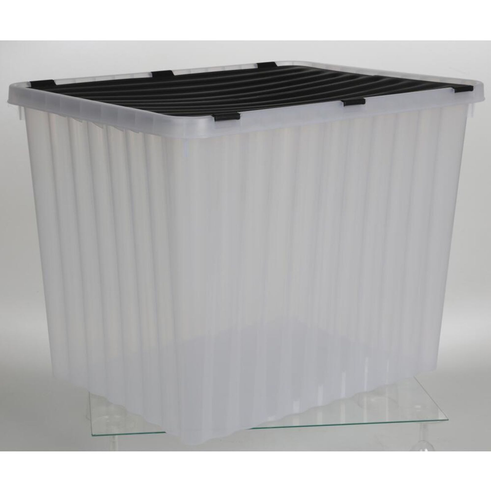 Jelenia Plast Aufbewahrungsbox Wellenbox m.Klappdeck.88L ca.60x45xH45cm transparent – Bild 5 von 5