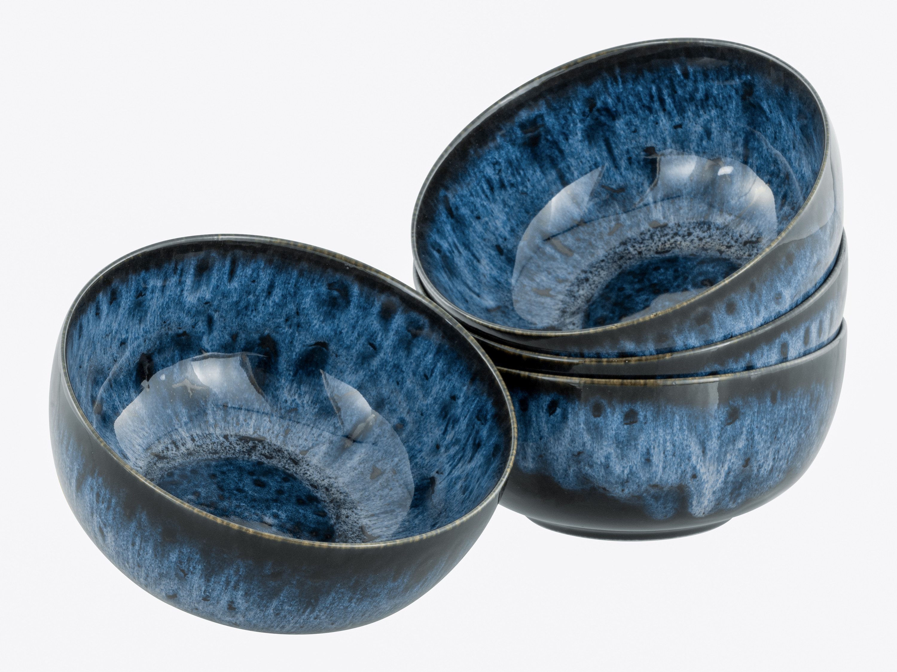 CreaTable Schale AllRound Magic Blue Buddhabowl 4-tlg, Steinzeug, (Set, 4-tlg)