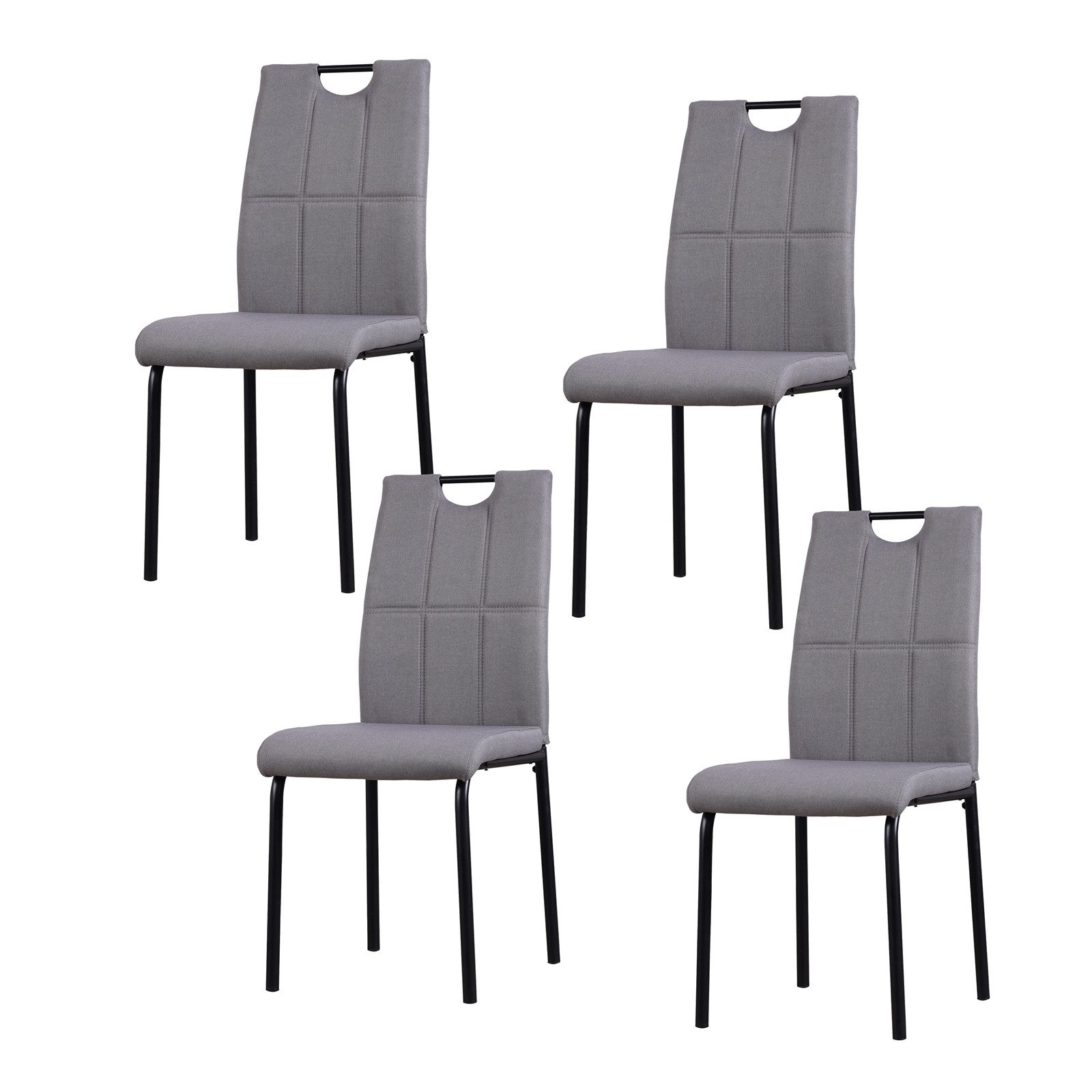 HTI-Living Polsterstuhl Esszimmerstuhl Denton Webstoff Hellgrau 4er-Set (Se günstig online kaufen