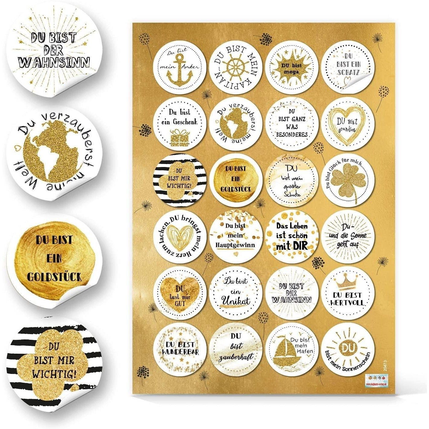 Logbuch-Verlag Klappkarte Motivationskarten + Geschenkaufkleber SET - 20 Sprüche Karten + 24