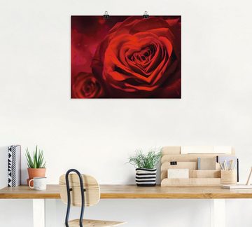 Artland Wandbild Valentinseinladung mit Herzen und Rosen, Blumen (1 St), als Leinwandbild, Poster, Wandaufkleber in verschied. Größen