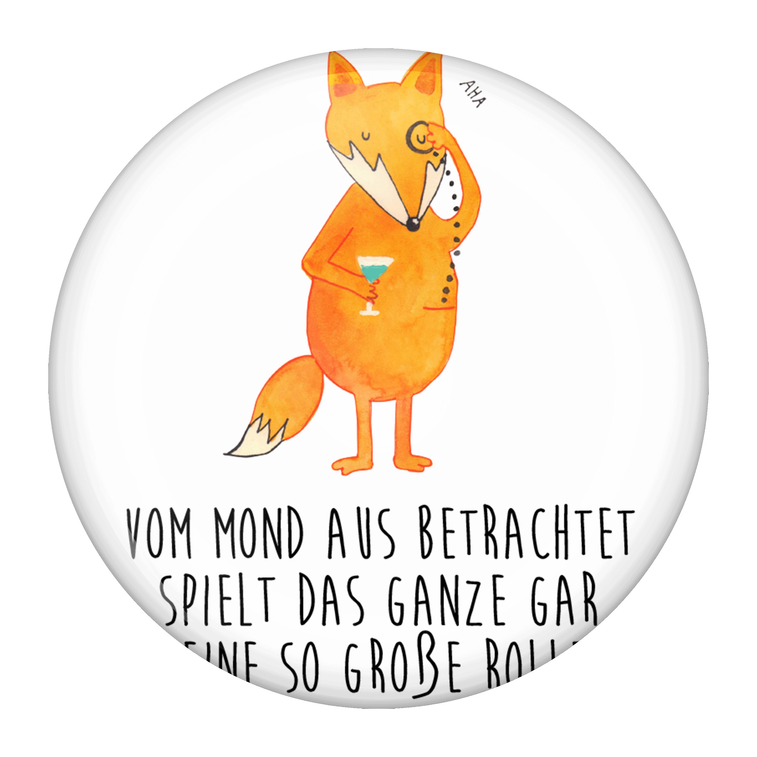 Mr. & Mrs. Panda Anstecknadel Fuchs Lord, Button, Weiß, Plakette, Badge, Button, Motivation Spruch, (Packung), Motivation Spruch Weise Ansteckbutton