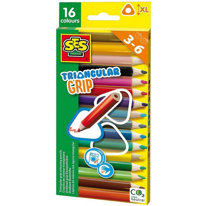 SES Creative Buntstift Dreikant-Buntstifte 16 Stück