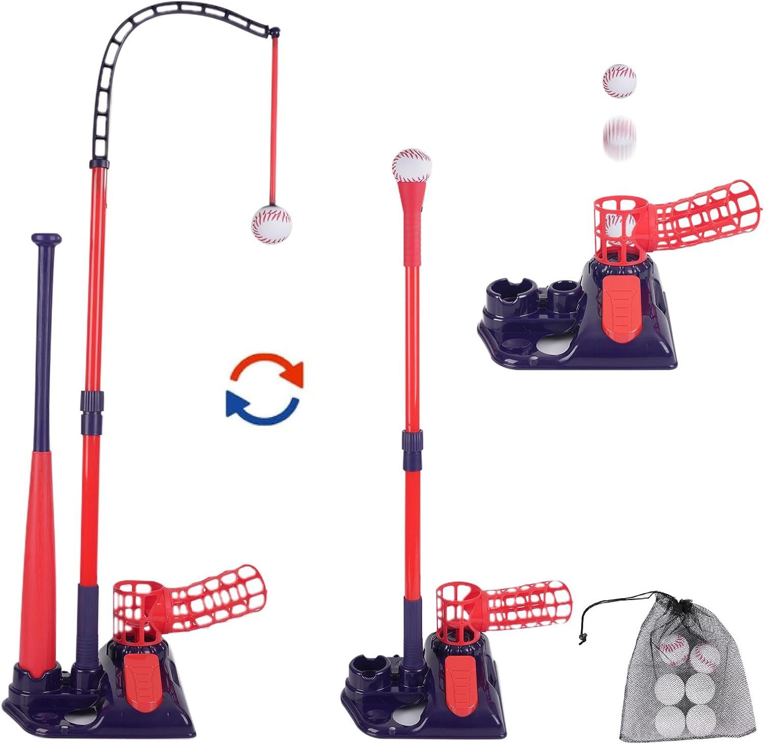 Esun Outdoor-Spielküche 3-in-1 Baseball Set, T Ball Sets Tee Ball Stand mit Hängendes, Ball Launcher, Indoor Outdoor Sport Spielzeug