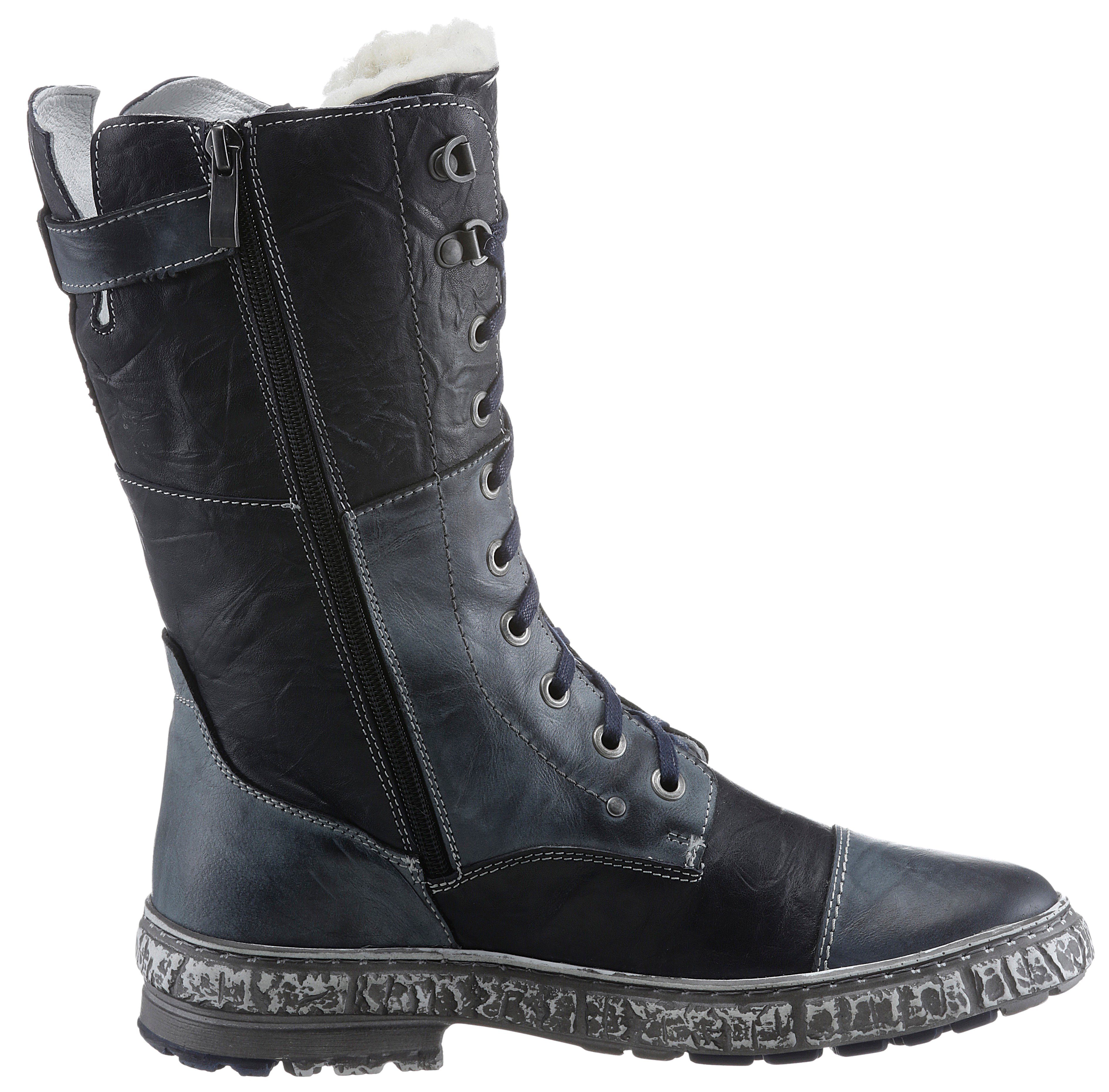 mit KRISBUT dunkelblau-used Winterstiefel Warmfutterdecksohle herausnehmbarer