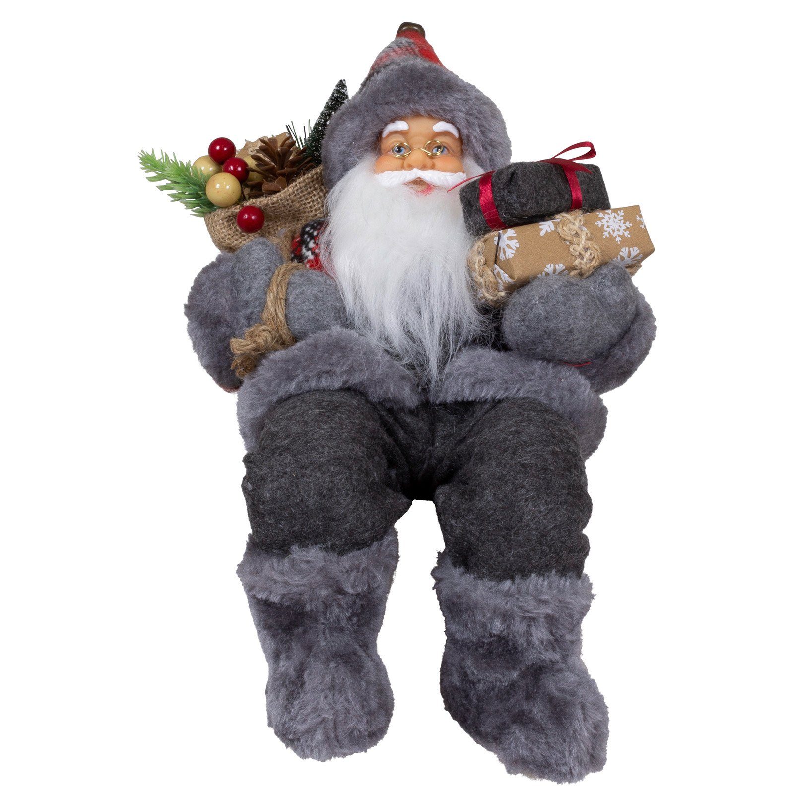 Weihnachtsdeko), grau, Hinsetzen Paradise 30cm, / St., Christmas Weihnachtsmann sitzend Kantenhocker Finn (Dekofigur 45cm zum 1