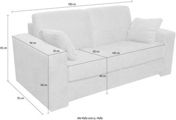 Home affaire 2-Sitzer Roma Matratzenhöhe 14 cm, Dauerschlaffunktion, mit Unterfederung, Liegemaße ca 123x198 cm