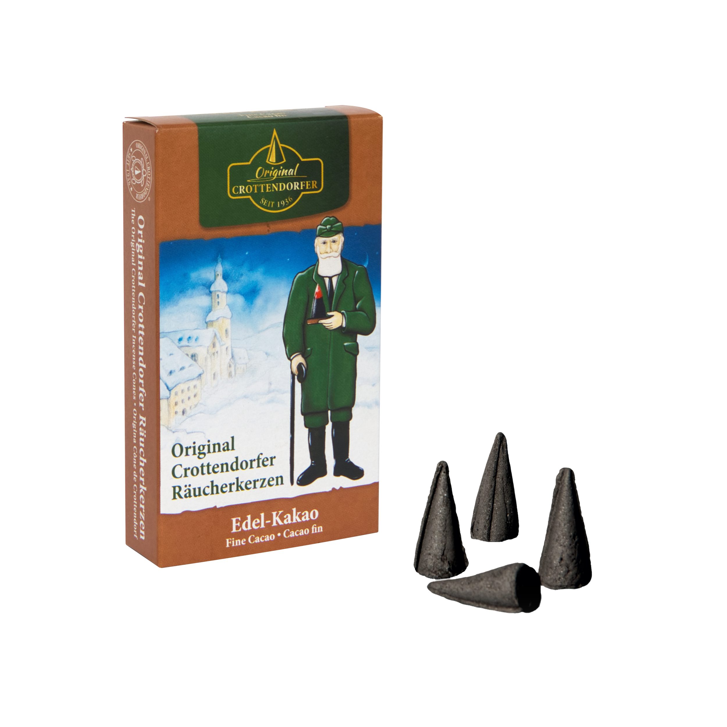 Crottendorfer Räucherkegel Crottendorfer Räucherkerzen 10er-Pack Edel-Kakao (Packung, 10-St., Vorteilspack), 100% Made in Germany