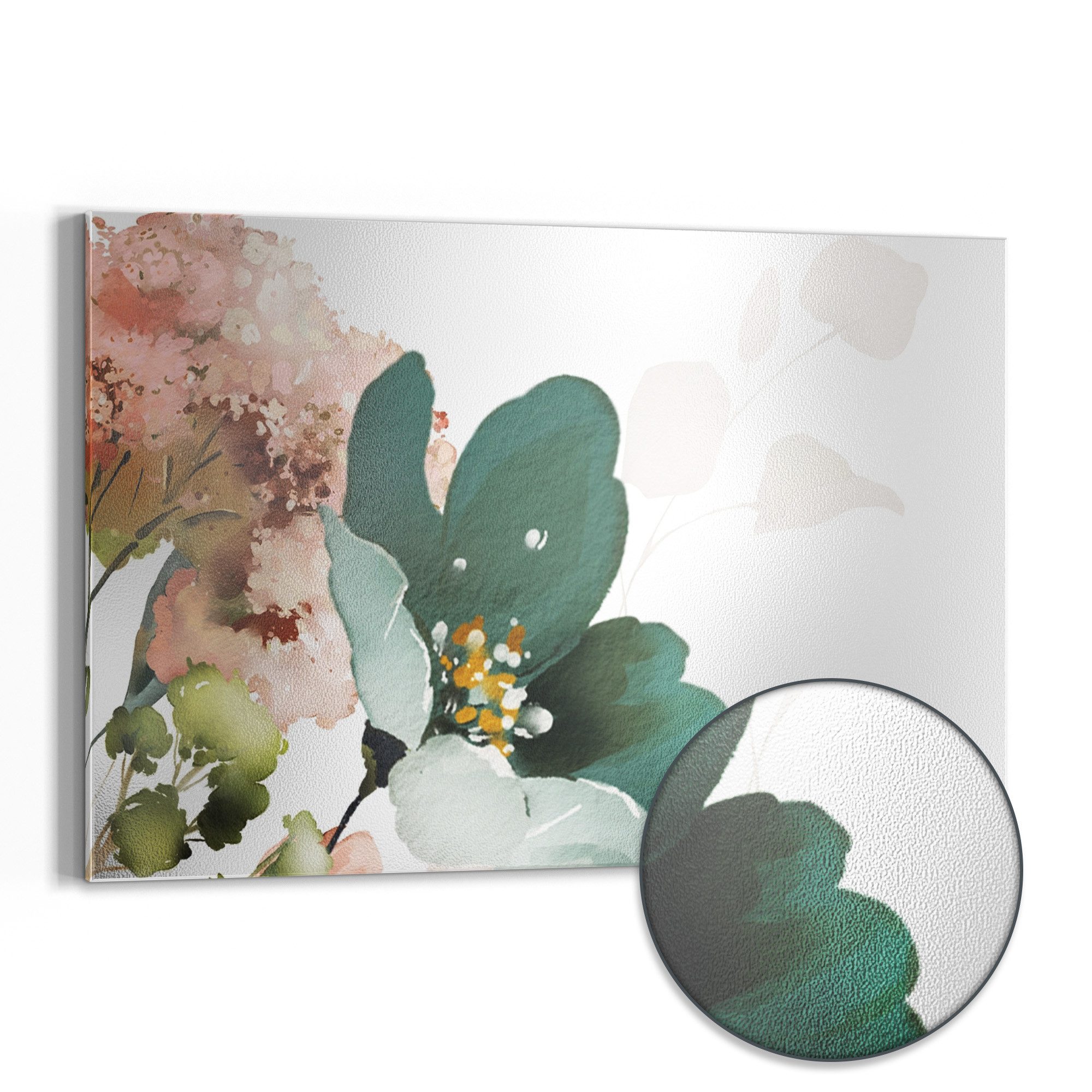 DEQORI Magnettafel 'Pastellblumen-Aquarell', Metall Whiteboard für alle Magnete, Magnetboard magnetisch