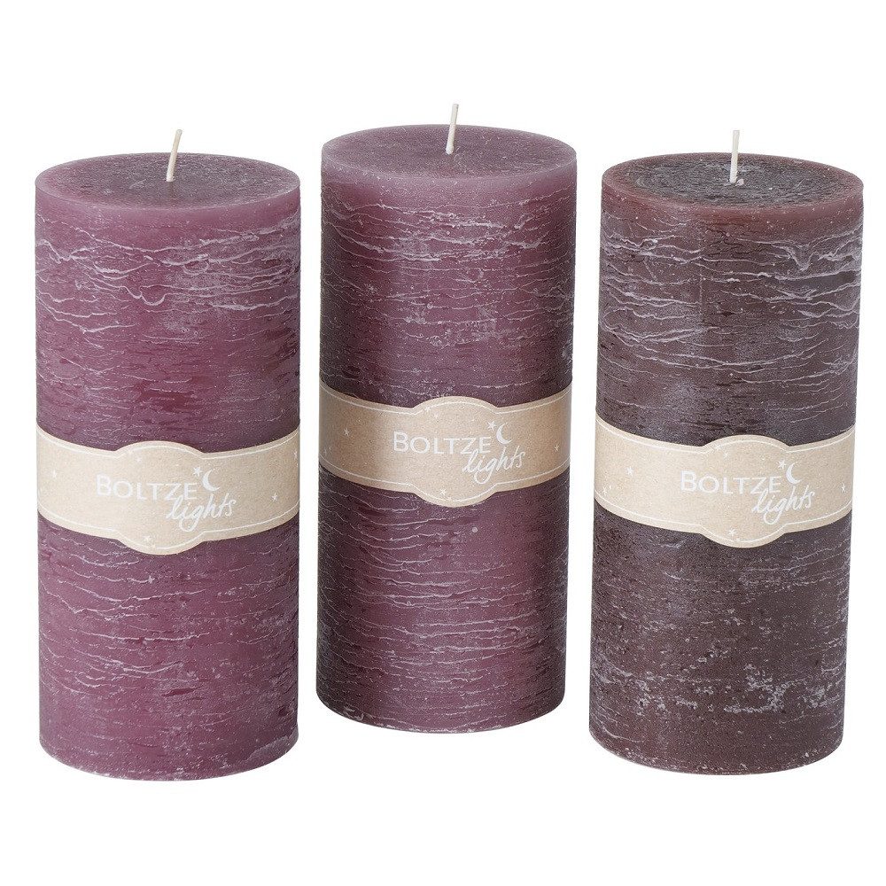 BOLTZE Stumpenkerze Boltze Stumpenkerze Basic, 3 farbig sort., 1 Kerze, H 20 cm, 2014988