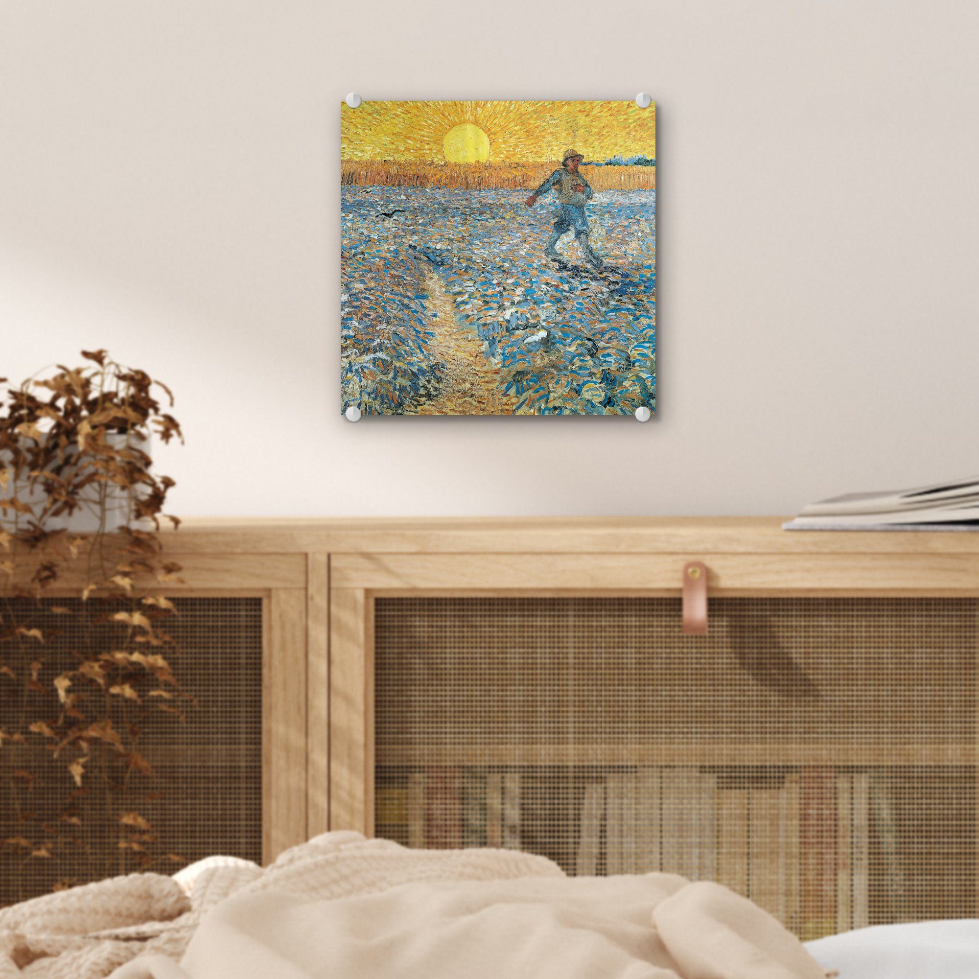 - Acrylglasbild Wandbild von Bilder auf - St), Sämann Foto Der Gogh, auf Vincent Glas Wanddekoration (1 van Gemälde Glas MuchoWow - - Glasbilder