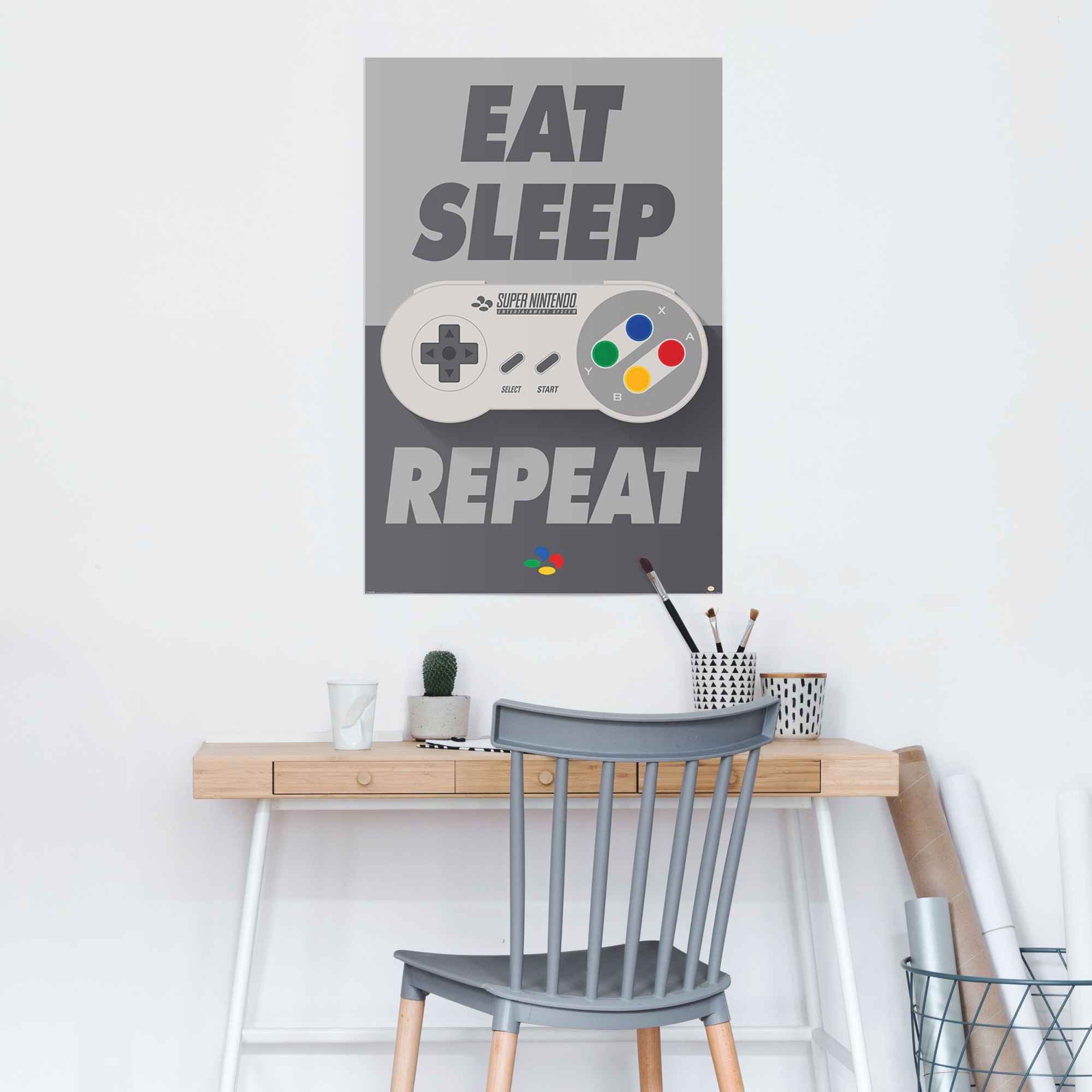 Nintendo Super Eat, repeat, St) Poster (1 Reinders! sleep,