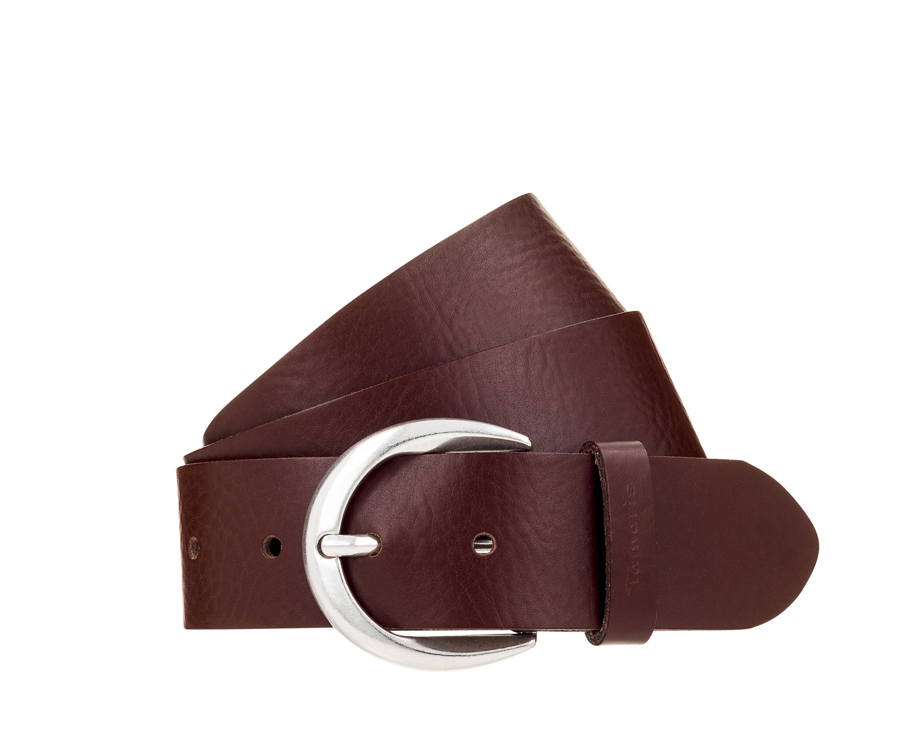 Tamaris Ledergürtel Charlotte Silver mit halbrunder Dornschließe in poliertem Silber, 4 cm breit