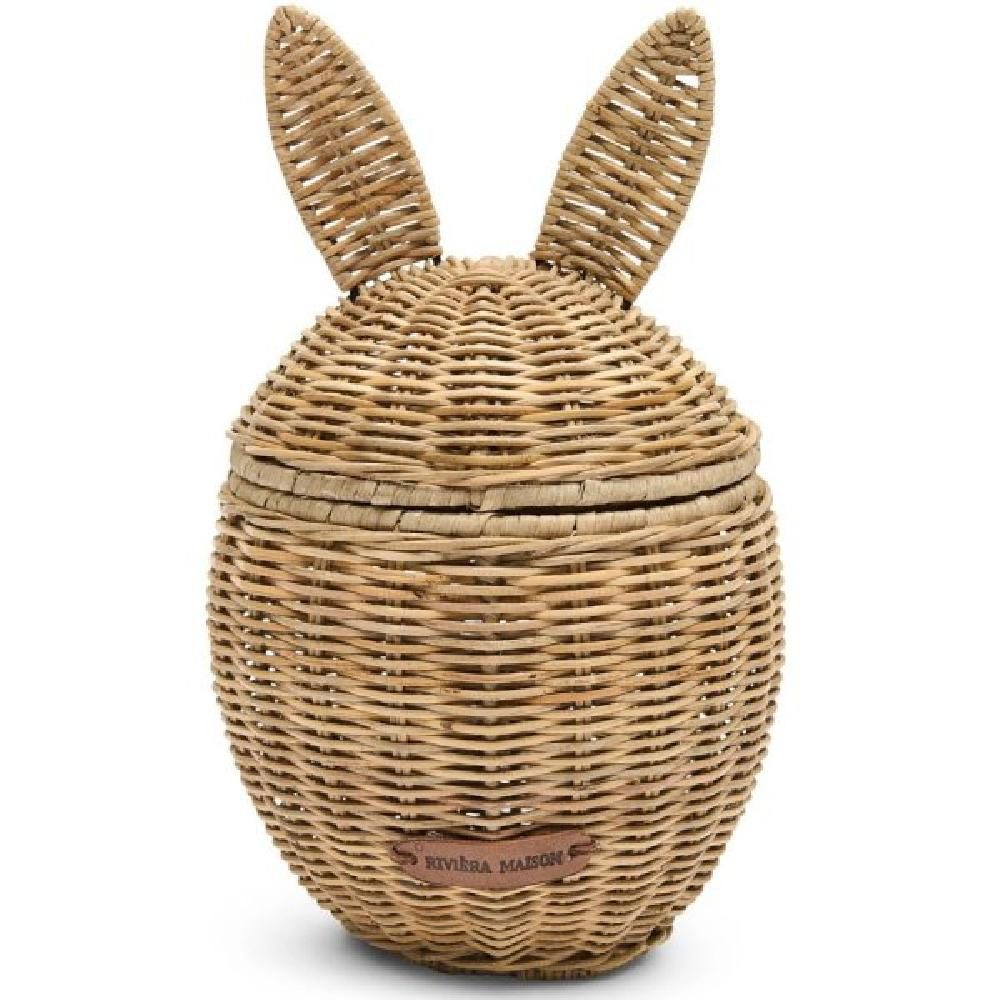 Rivièra Maison Osterhase Dekoobjekt Ei mit Hasenohren Easter Rabbit Basket Rustic Rattan
